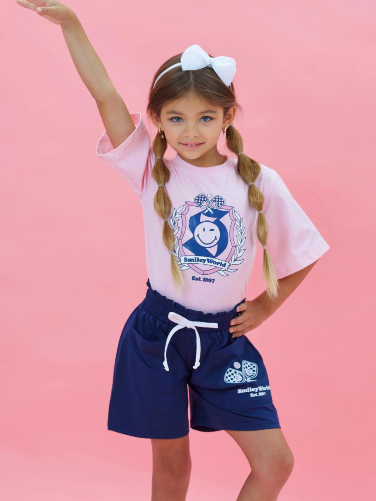 SmileyWorld Crest & Confidence Varsity Top and Athletic Short Set - Image 5
