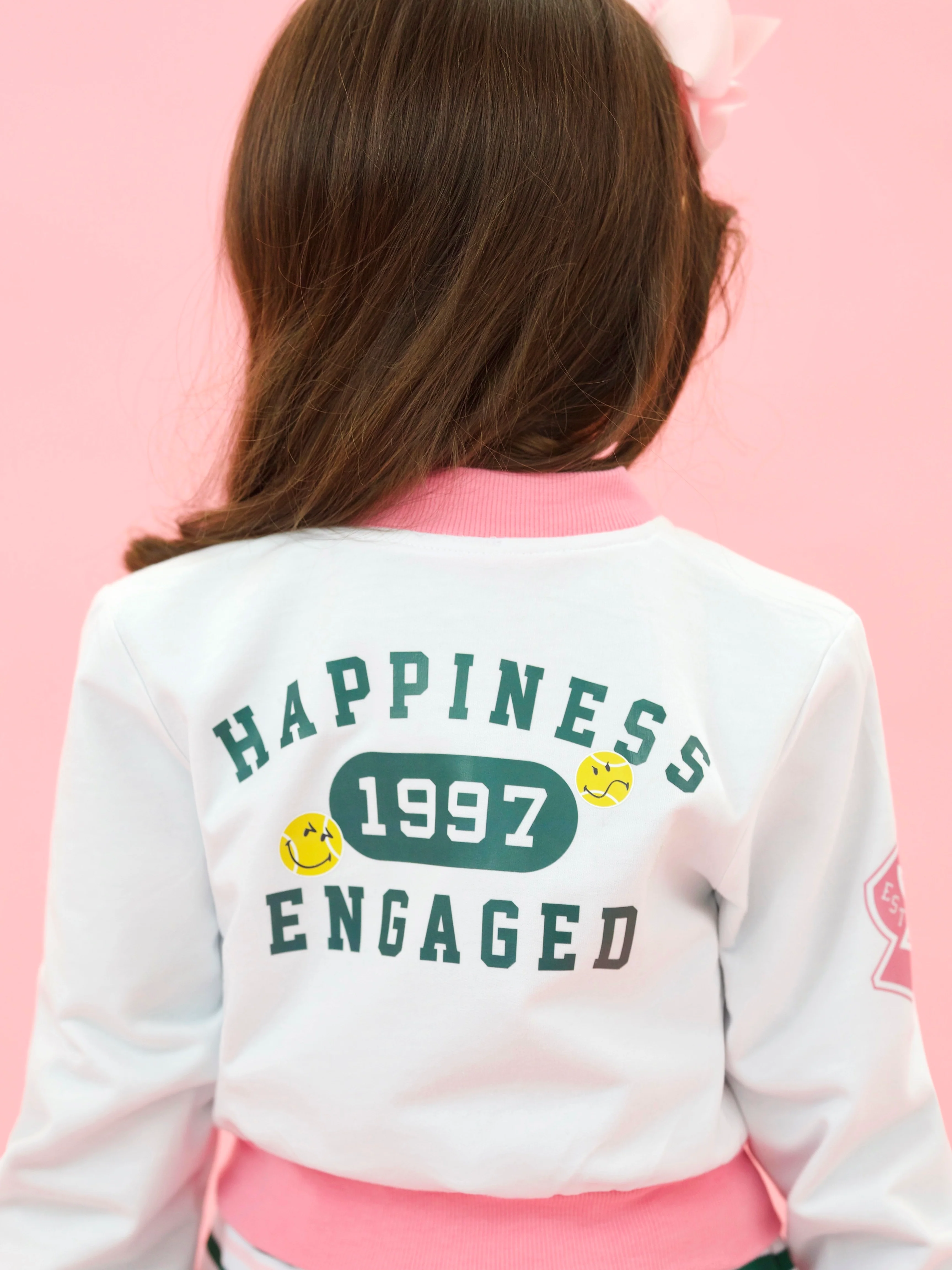 SmileyWorld Happiness Engaged Sporty Cropped Bomber Jacket - Image 2
