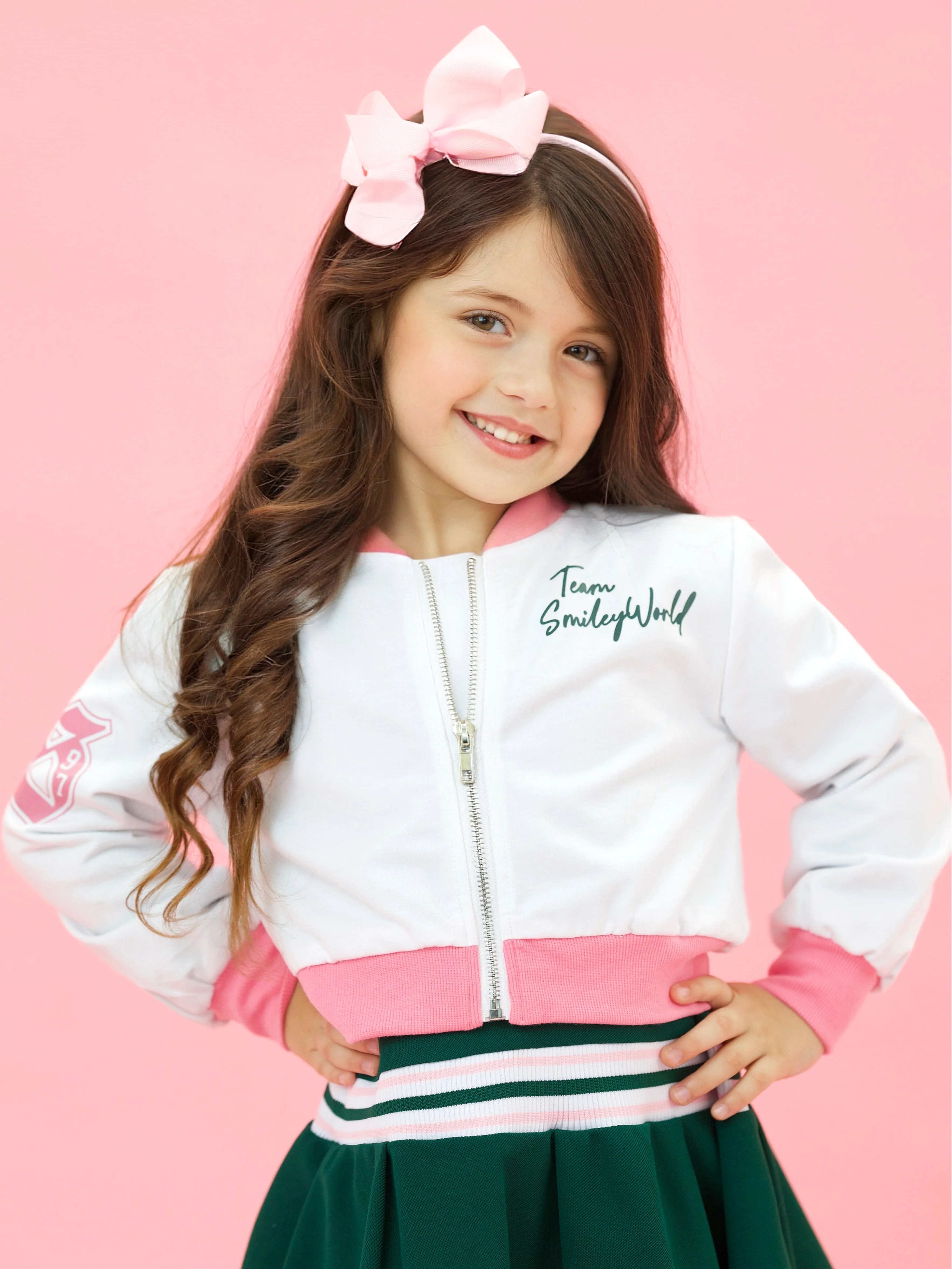 SmileyWorld Happiness Engaged Sporty Cropped Bomber Jacket - Image 3