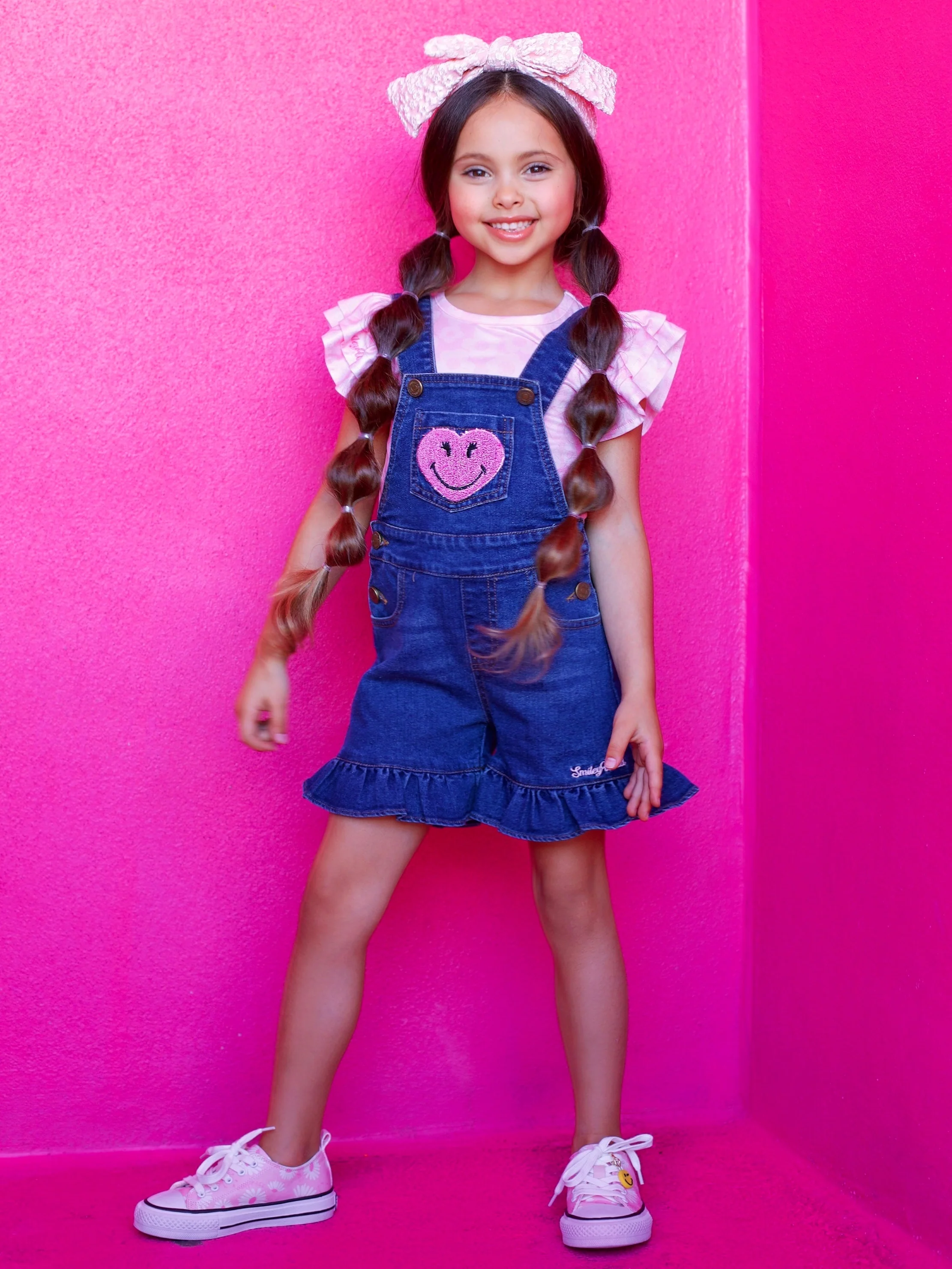SmileyWorld Happy Heart Top and Denim Overall Set - Image 2