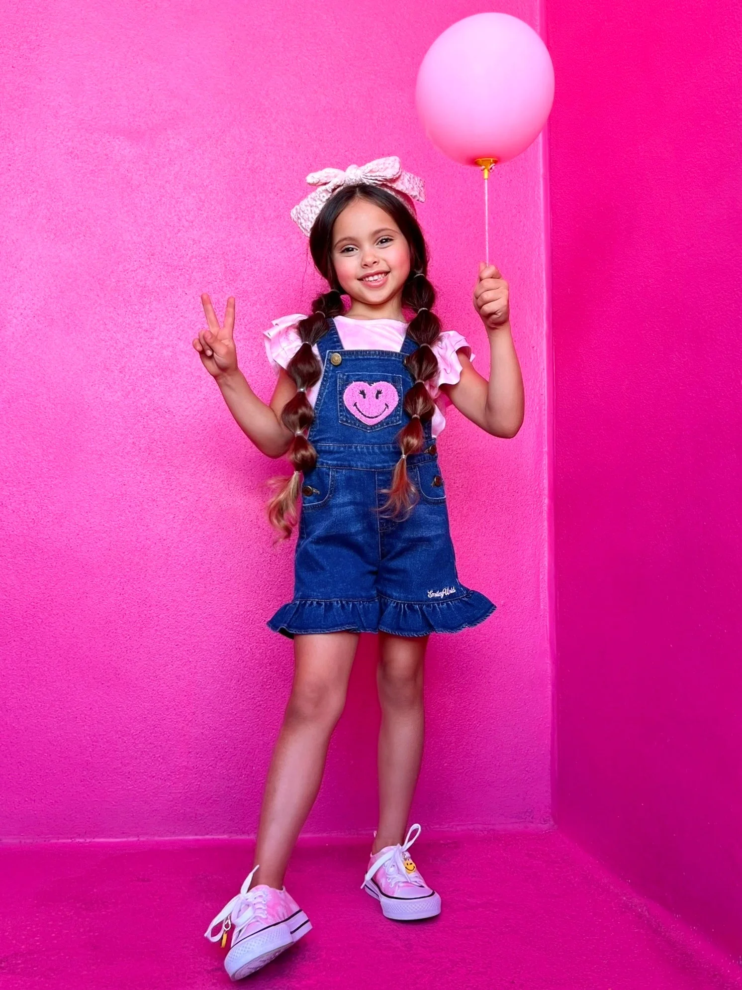 SmileyWorld Happy Heart Top and Denim Overall Set - Image 5