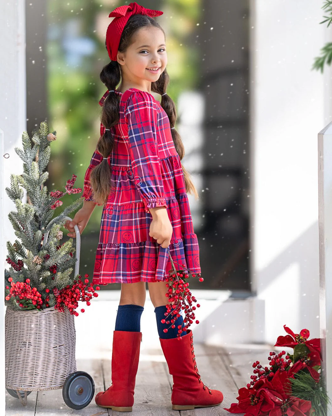 SmileyWorld Positively Plaid Long Sleeve Dress - Image 3