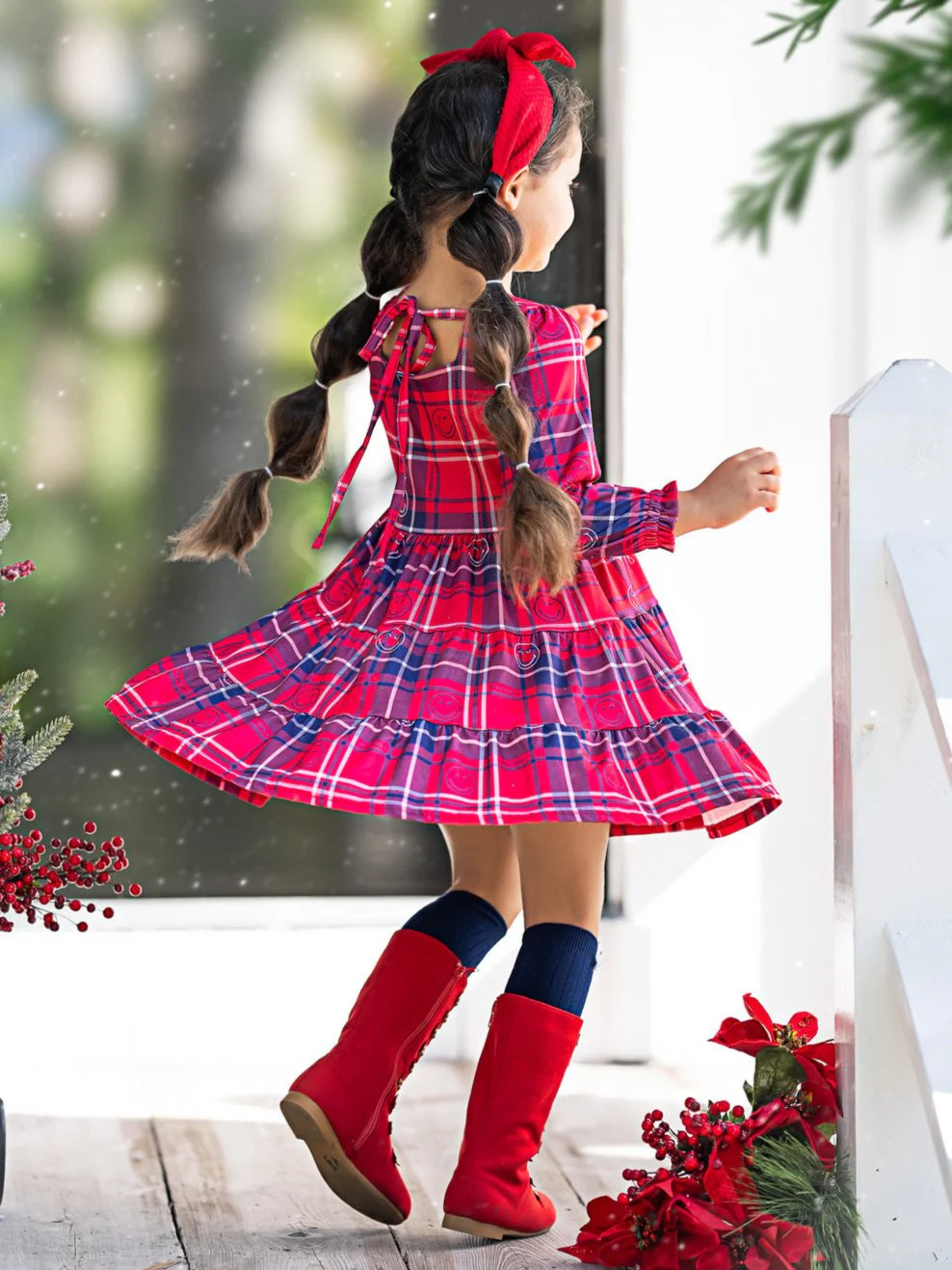 SmileyWorld Positively Plaid Long Sleeve Dress - Image 4