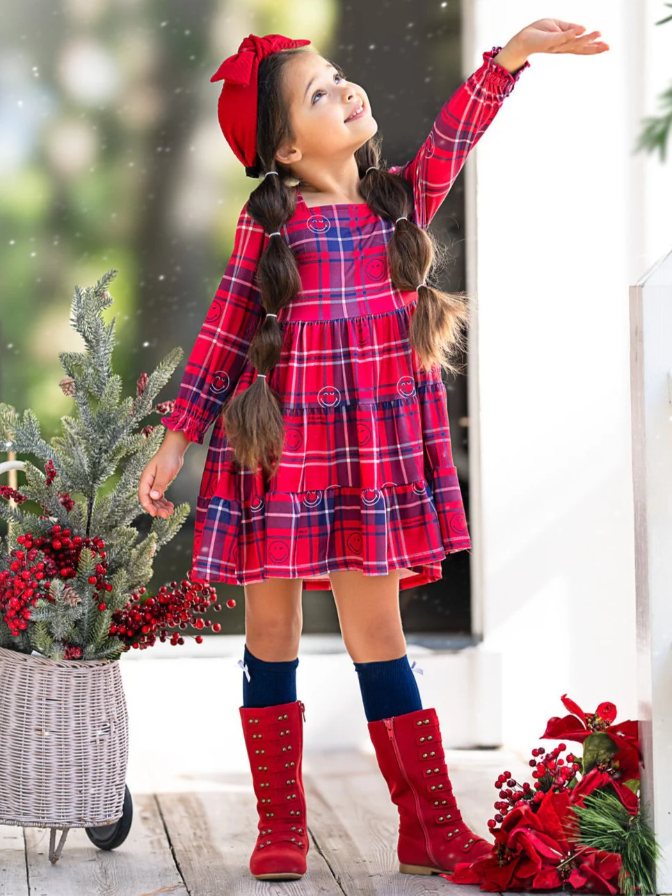 SmileyWorld Positively Plaid Long Sleeve Dress - Image 6