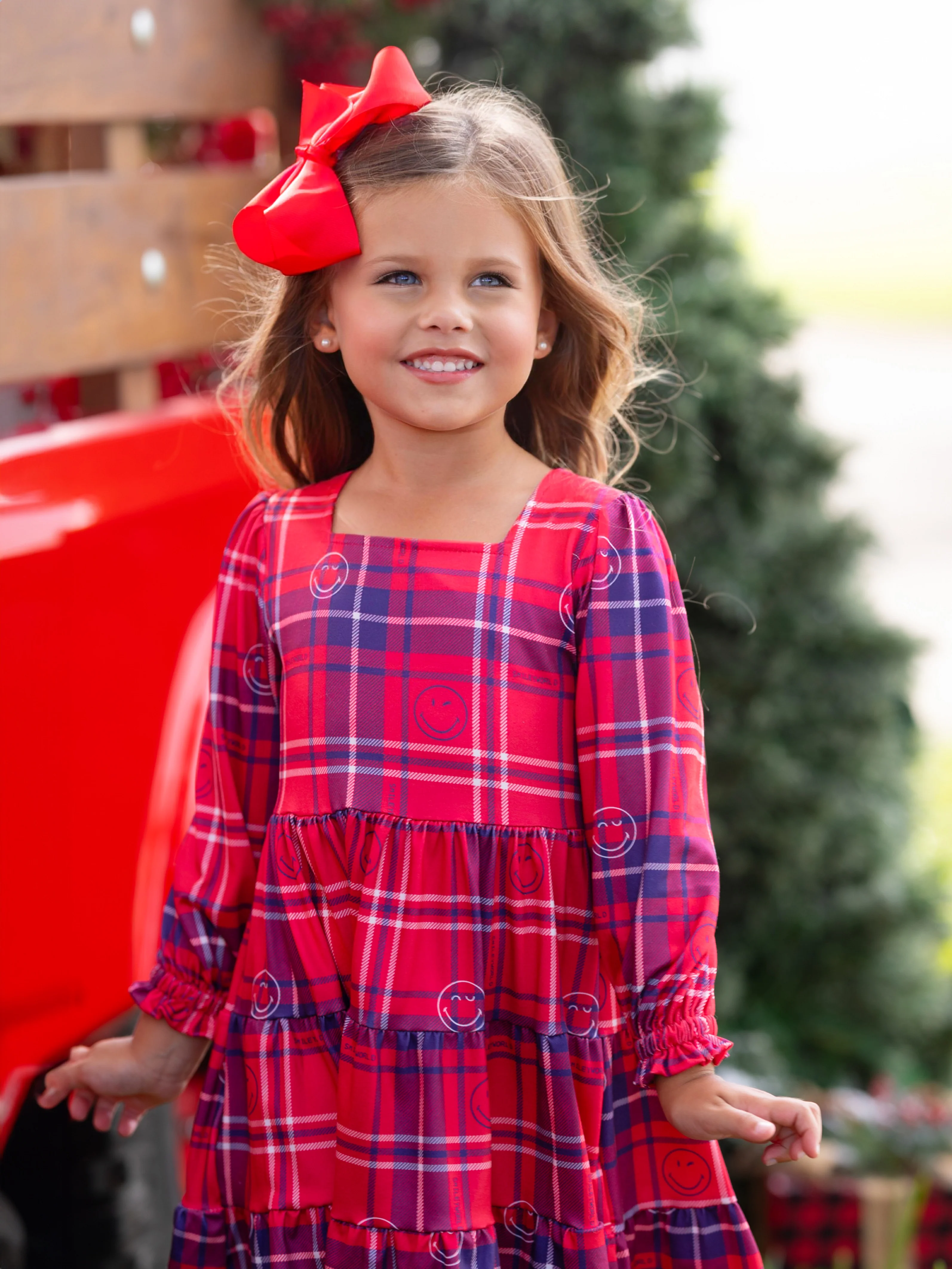 SmileyWorld Positively Plaid Long Sleeve Dress - Image 7