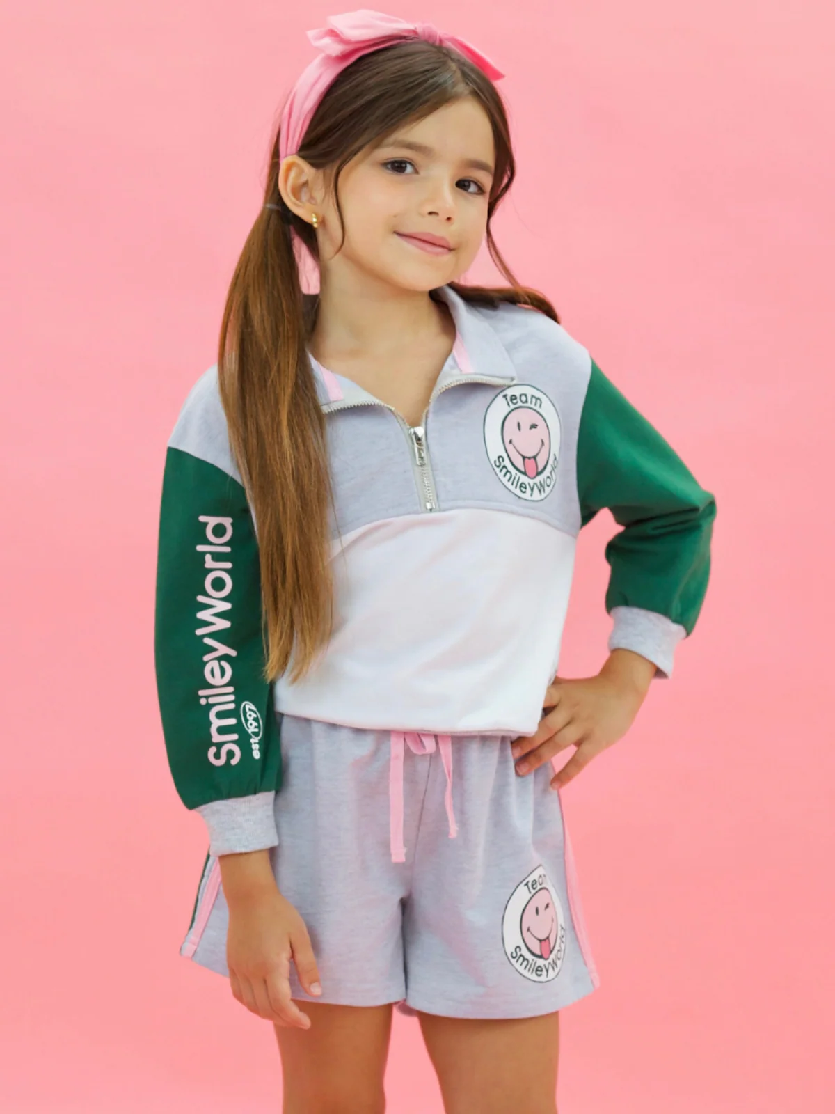 SmileyWorld Team Spirit Zip-Up Pullover and Athletic Short Set - Image 2