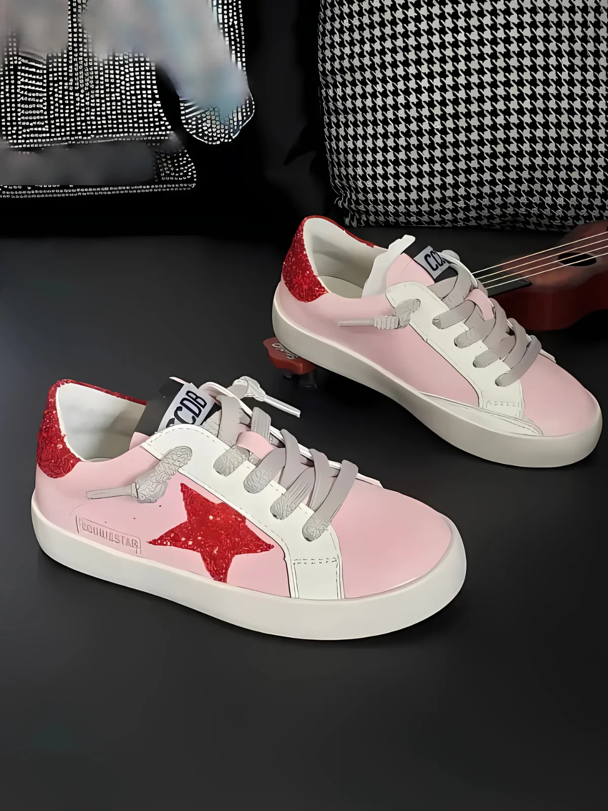 Retro Red Glitter Star Sneakers by Liv and Mia - Image 2