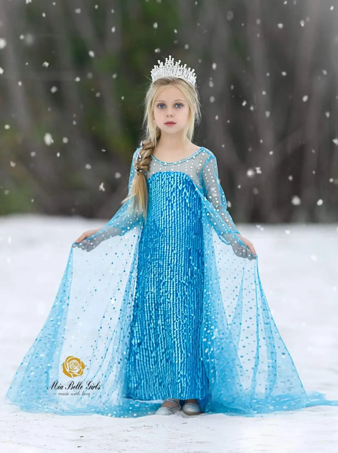 Snow Queen Dazzle Costume Gown with Train - Image 2