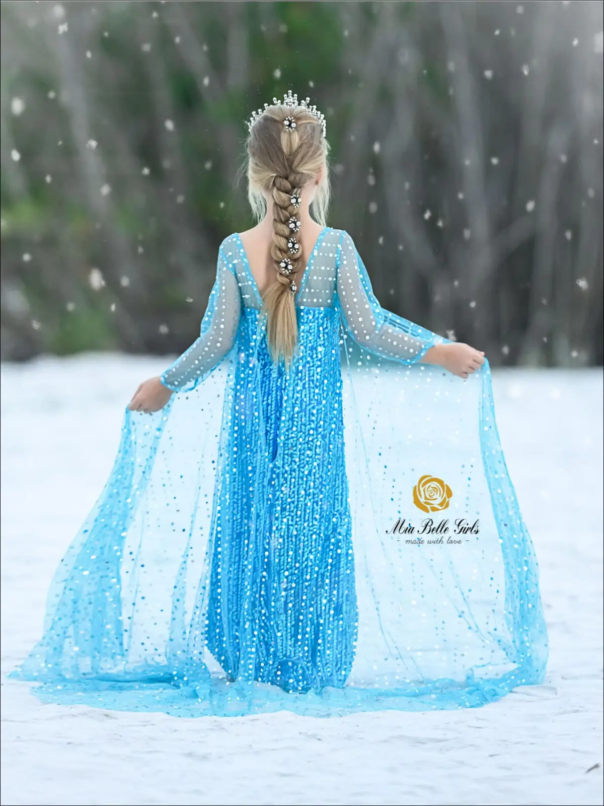 Snow Queen Dazzle Costume Gown with Train - Image 3