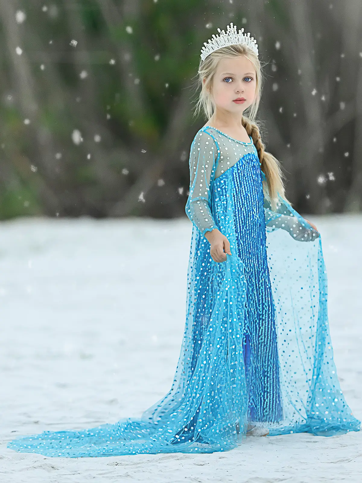 Snow Queen Dazzle Costume Gown with Train - Image 4