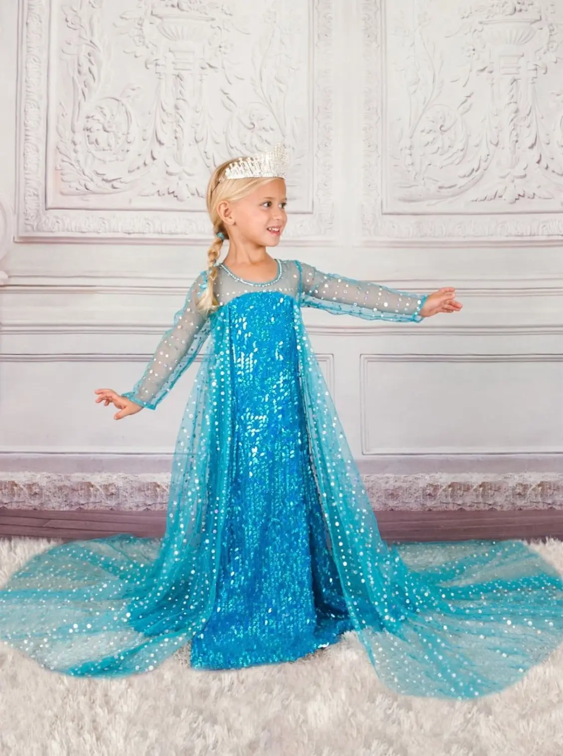Snow Queen Dazzle Costume Gown with Train - Image 5