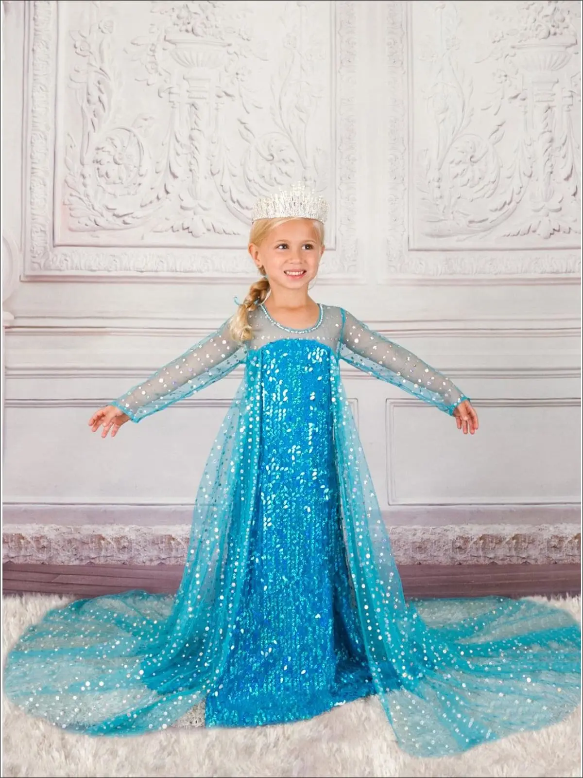 Snow Queen Dazzle Costume Gown with Train - Image 6