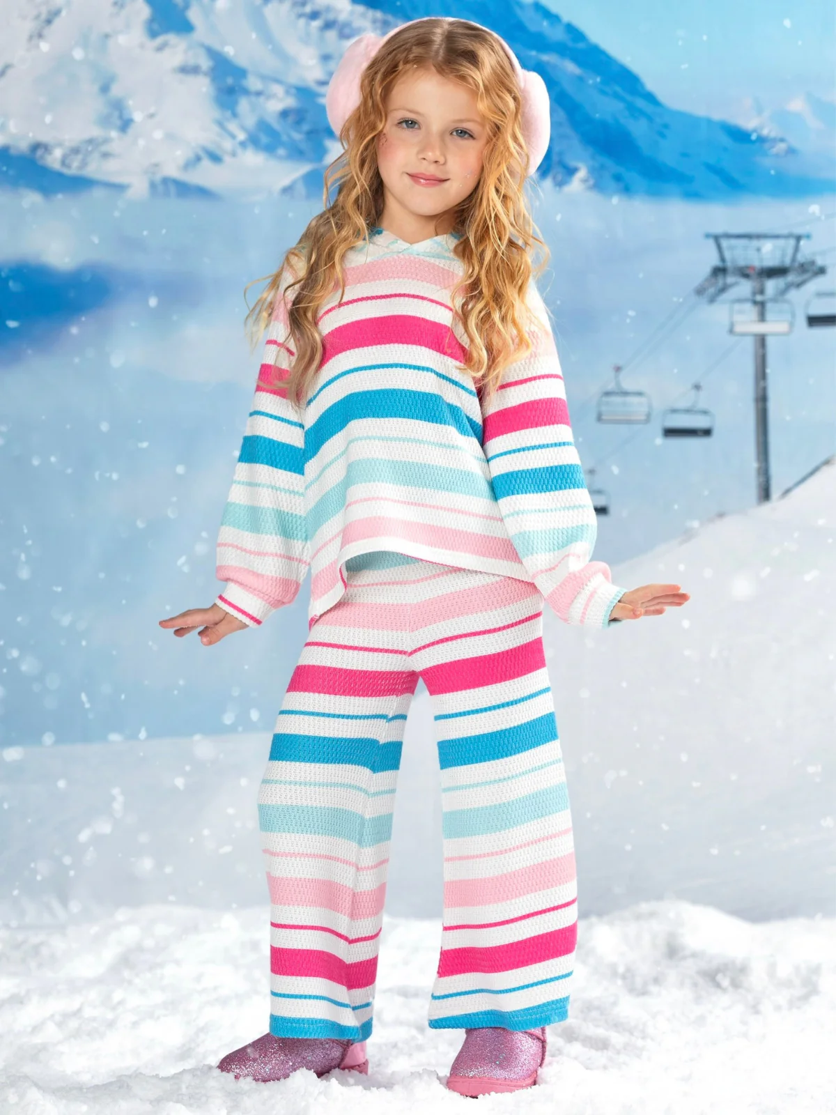 Snowbound Striped Hoodie and Pant Set - Image 4