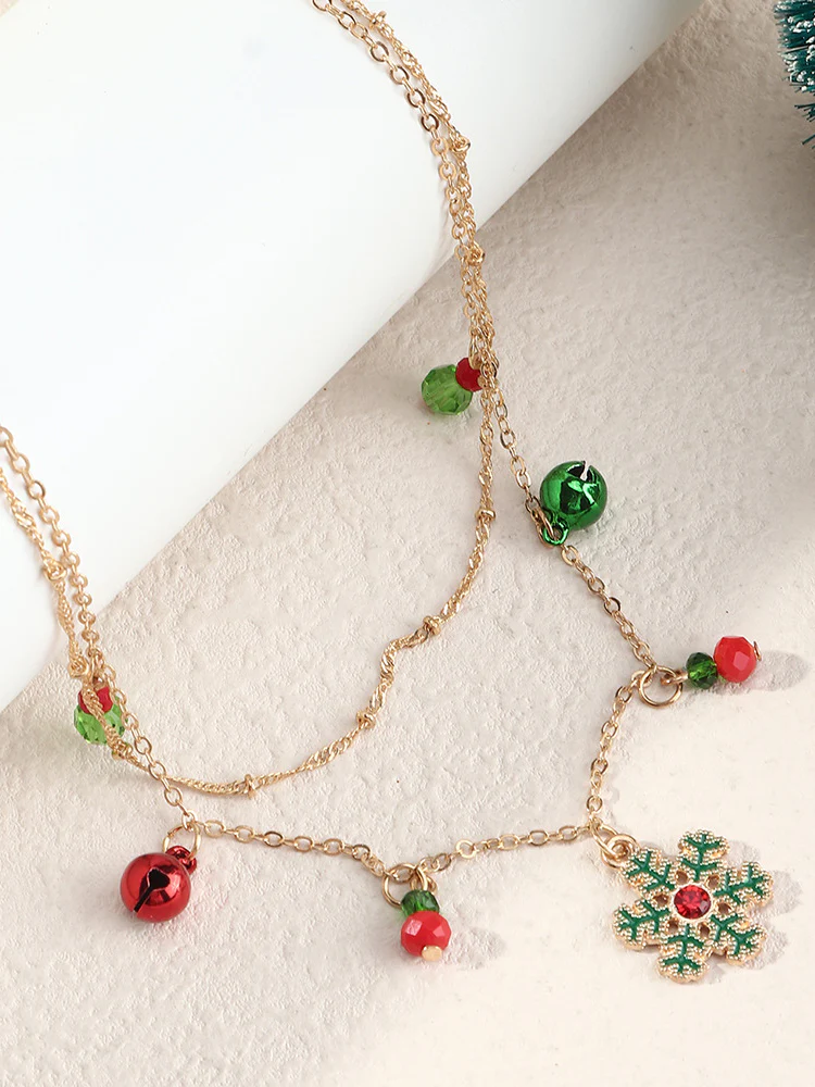 Snowflake and Ornaments Layered Necklace - Image 2
