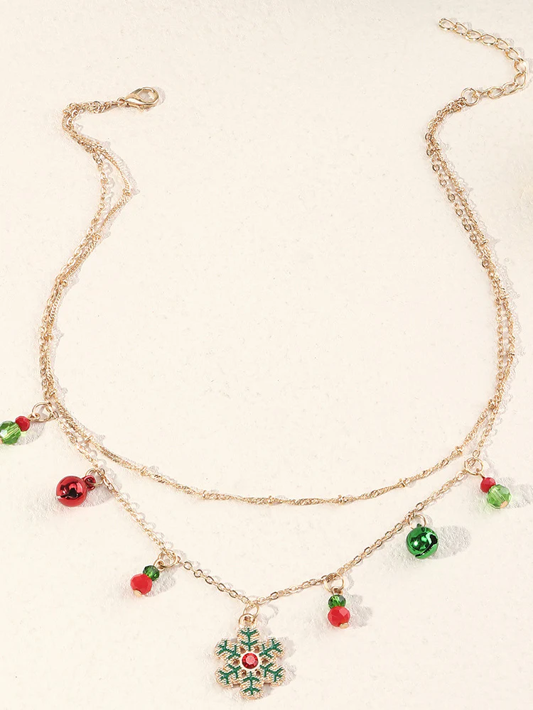 Snowflake and Ornaments Layered Necklace - Image 3