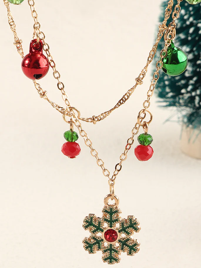Snowflake and Ornaments Layered Necklace - Image 4