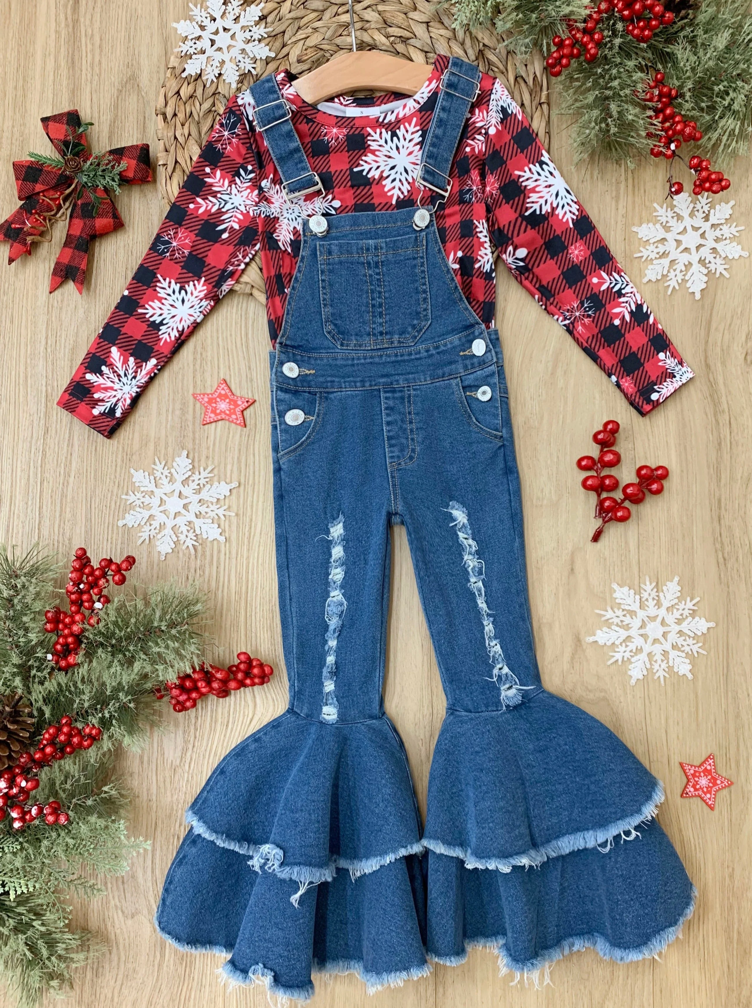 Snowflakes and Squares Flared Overall Set - Image 2