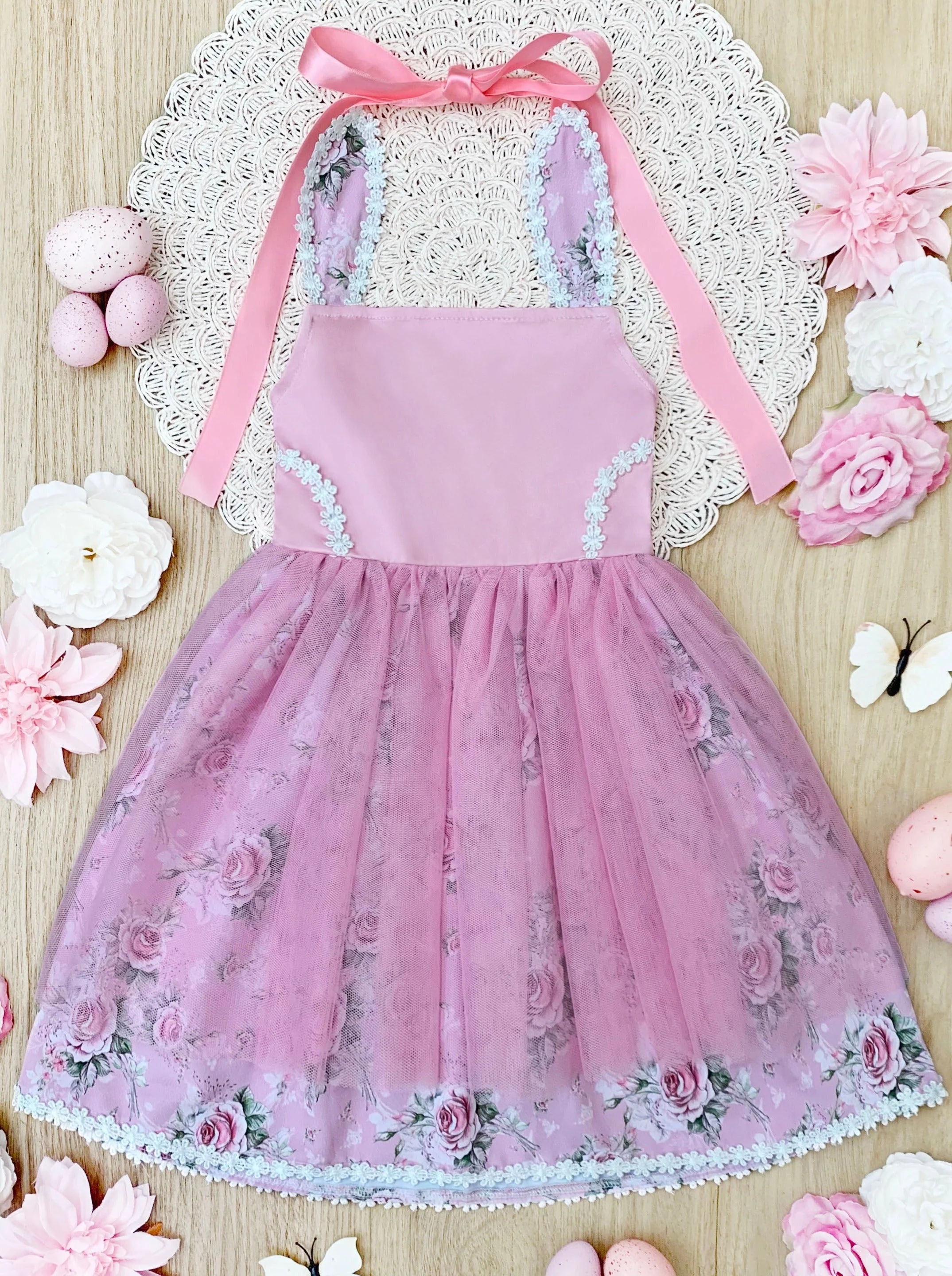 Snuggle Bunny Embroidered Tulle Overlay Dress - Image 3