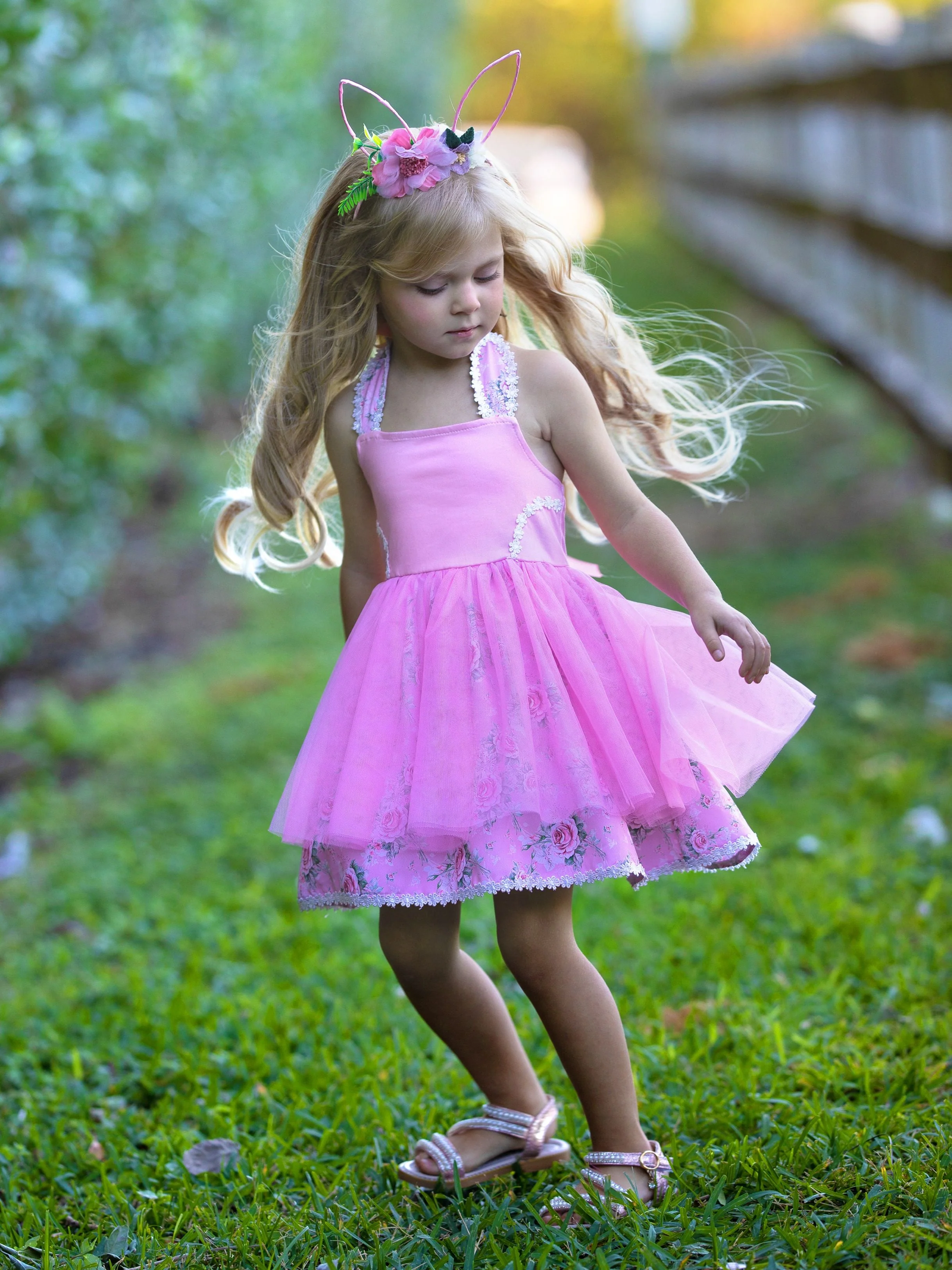 Snuggle Bunny Embroidered Tulle Overlay Dress - Image 7