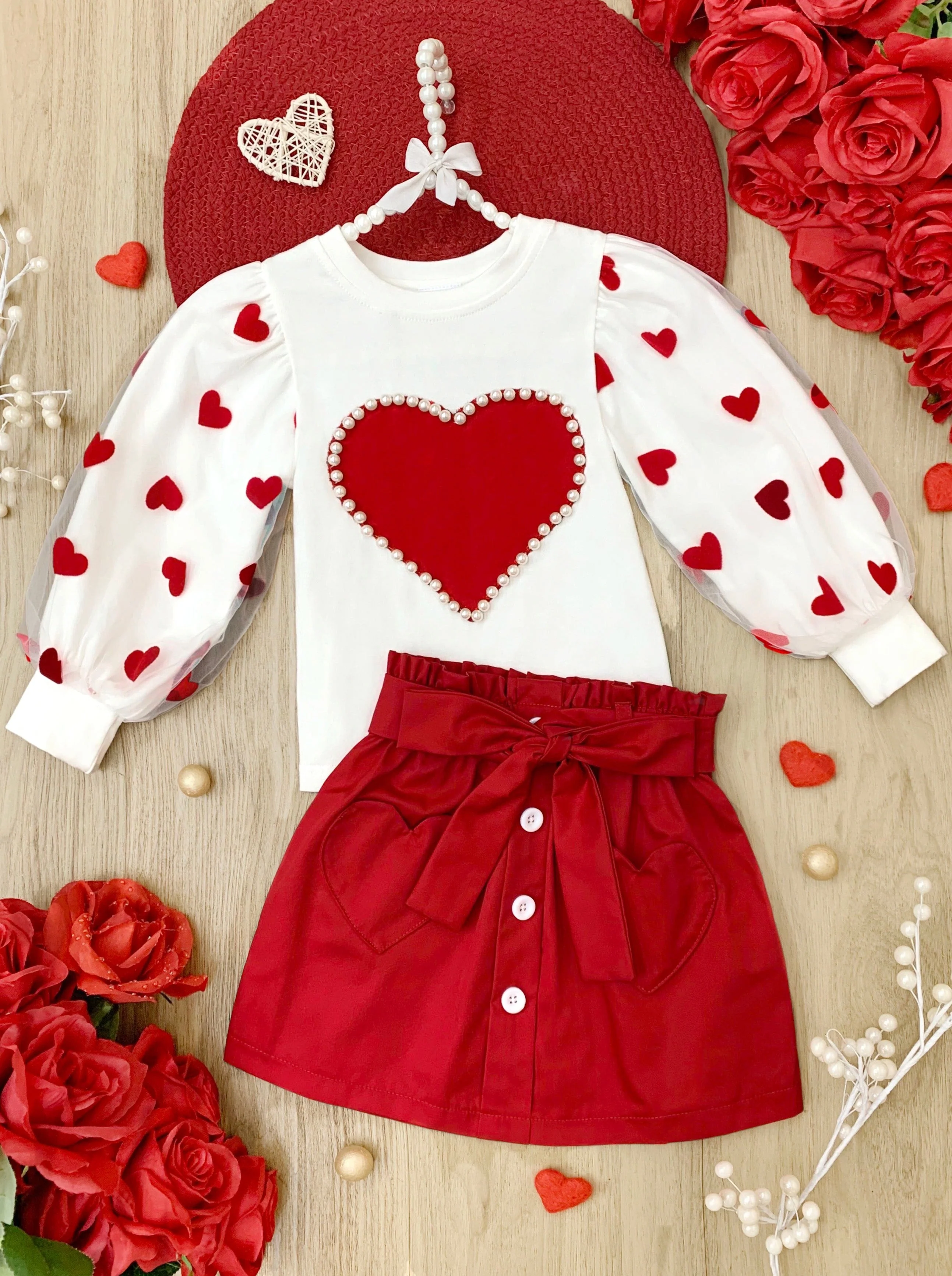 So Loved Tulle Sleeve Top and Skirt Set - Image 2