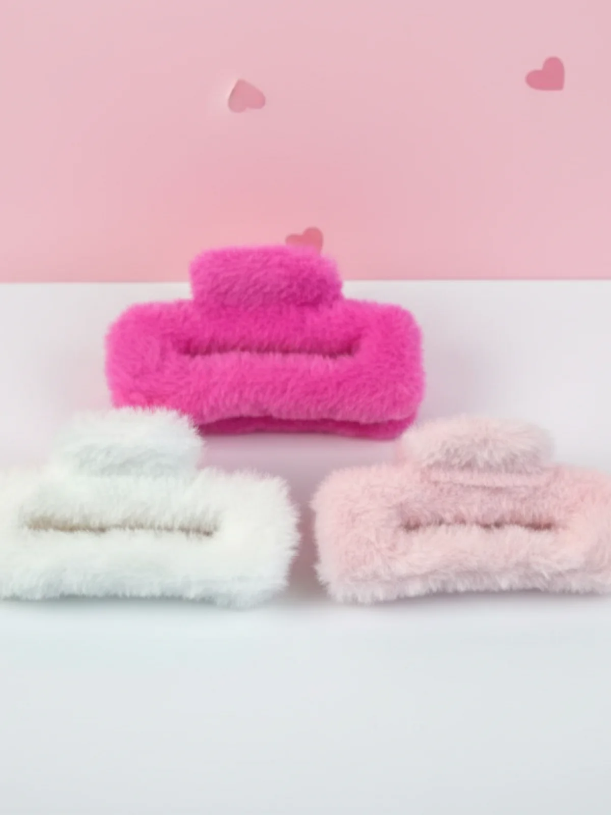 Soft Glow Fuzzy Hair Clip Set – Pack of 3