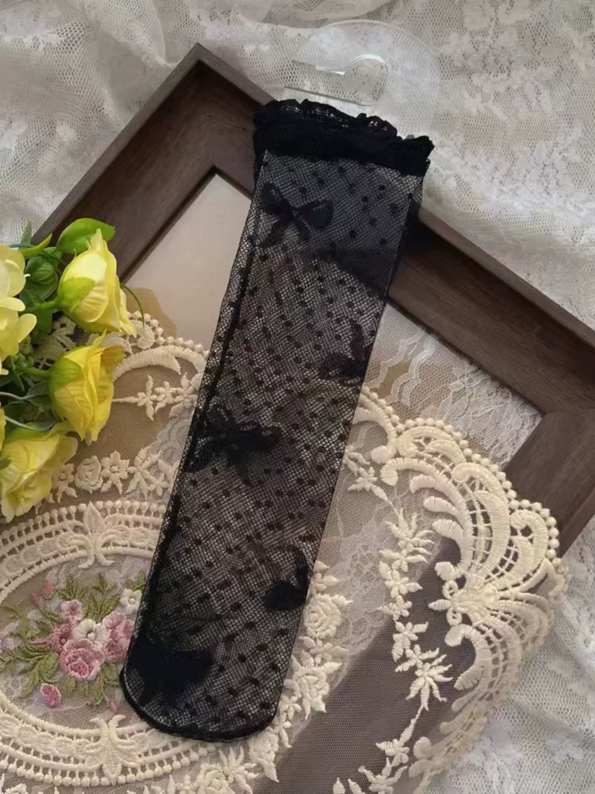 Princess Lace Bow Mesh Socks - Image 5