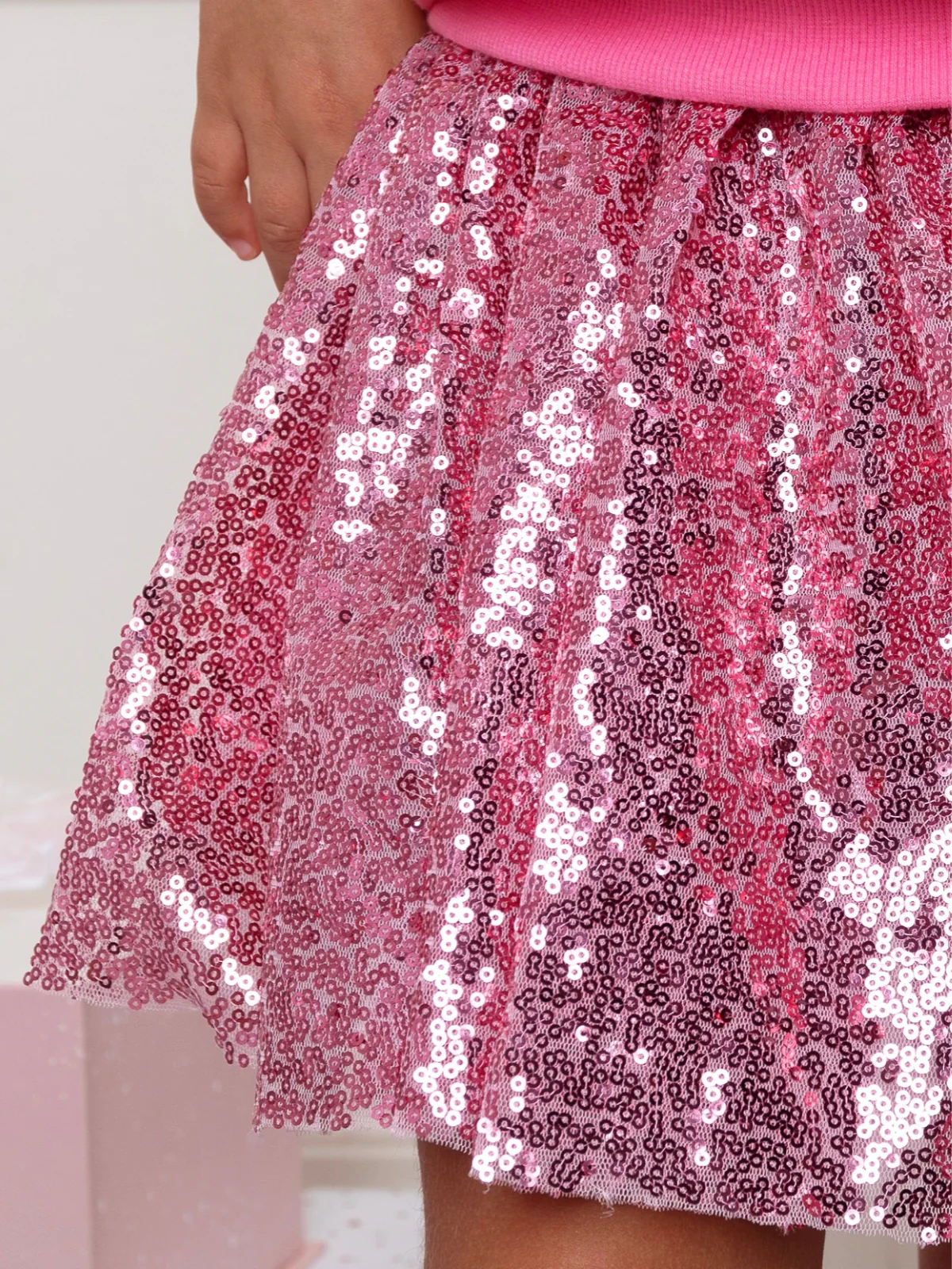 Sparkle Bowtique Sweater and Pink Sequin Skirt Set - Image 3