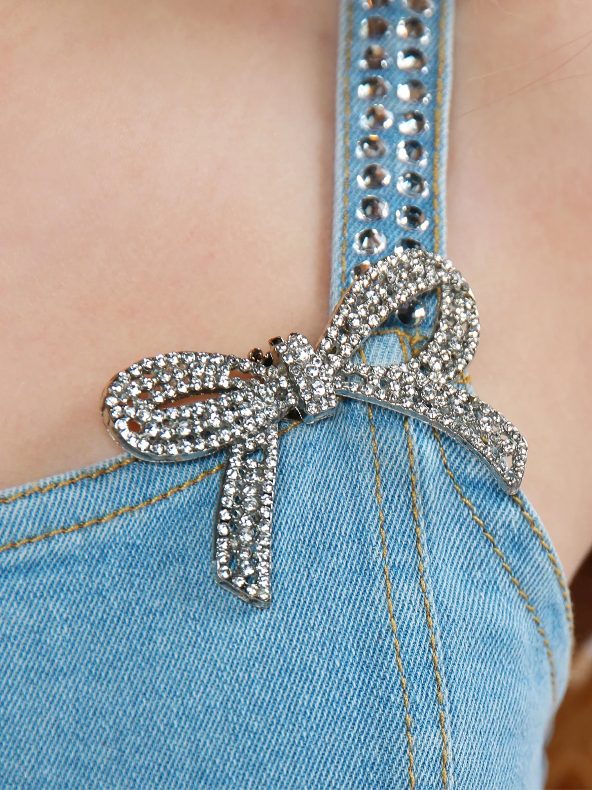 Sparkle Denim Bow Tulle Dress - Image 2