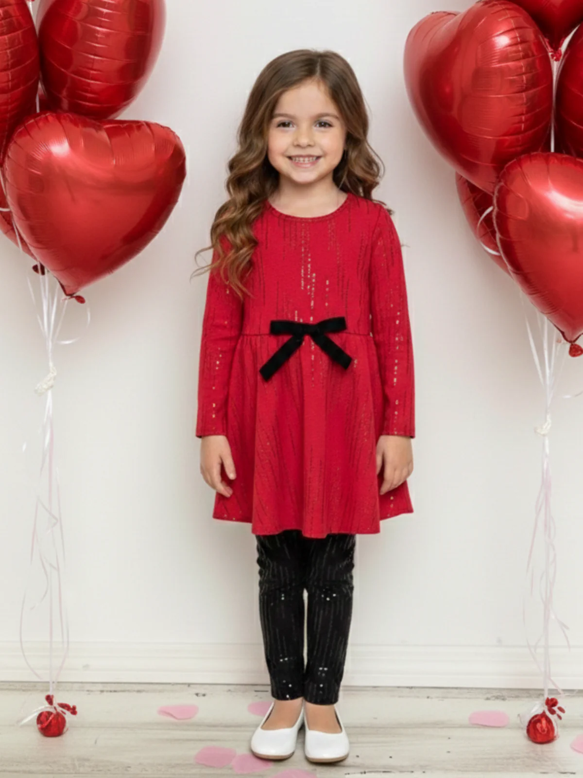 Sparkle Pop Red Valentine's Day Top and Sequin Legging Set - Image 2