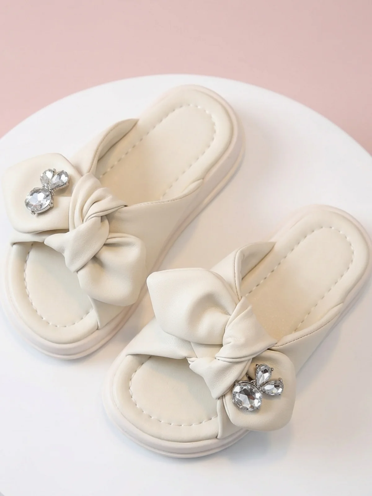 Sparkle & Shine Rhinestone Bow Sandals - Image 2