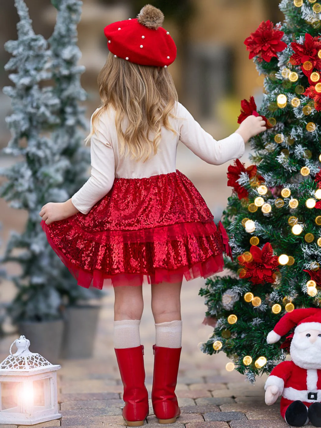 Sparkling Reindeer Sequin Long Sleeve Tutu Dress - Image 3
