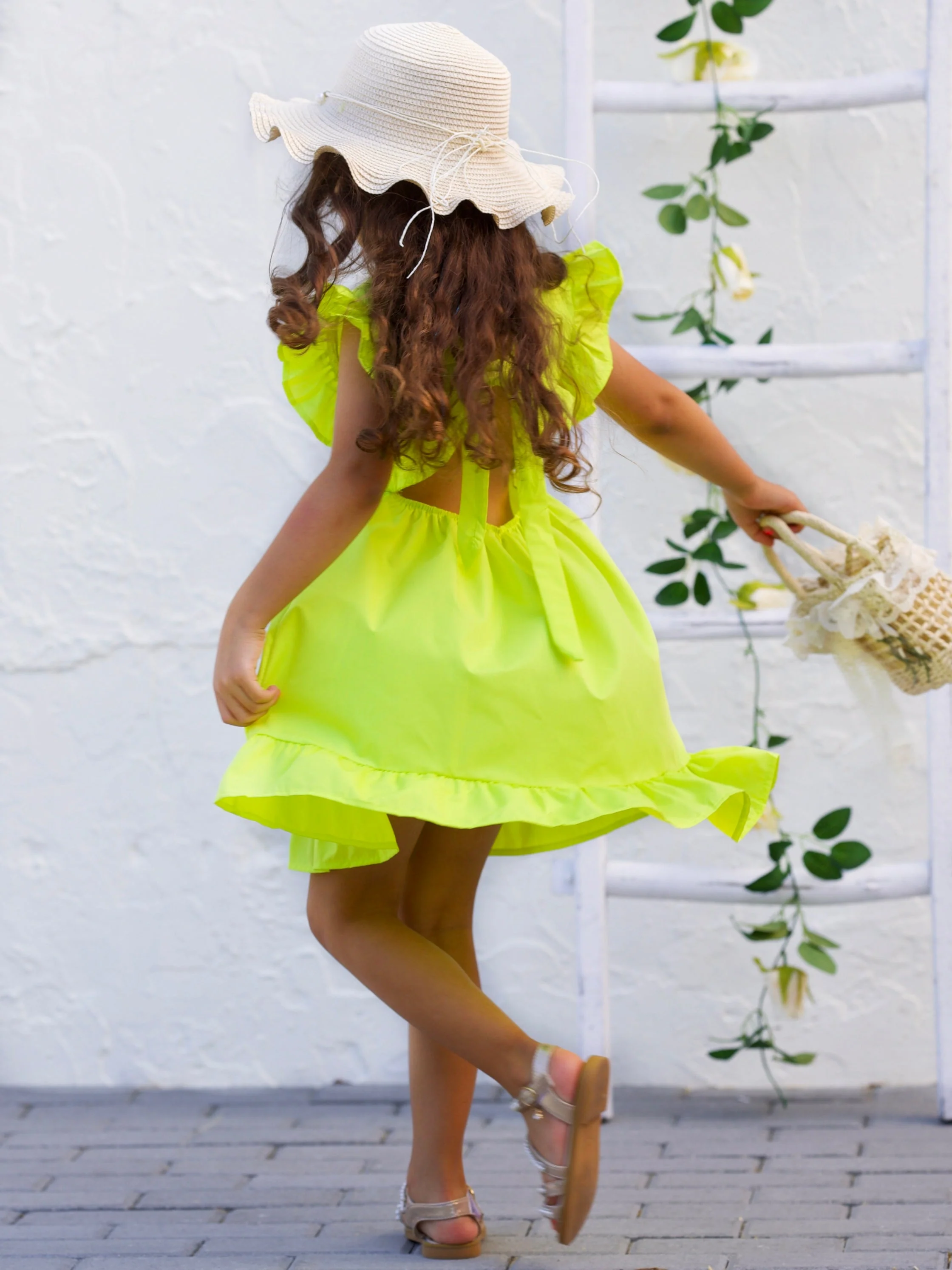 Spring Twirls Flutter Sleeve Linen Dress - Image 8