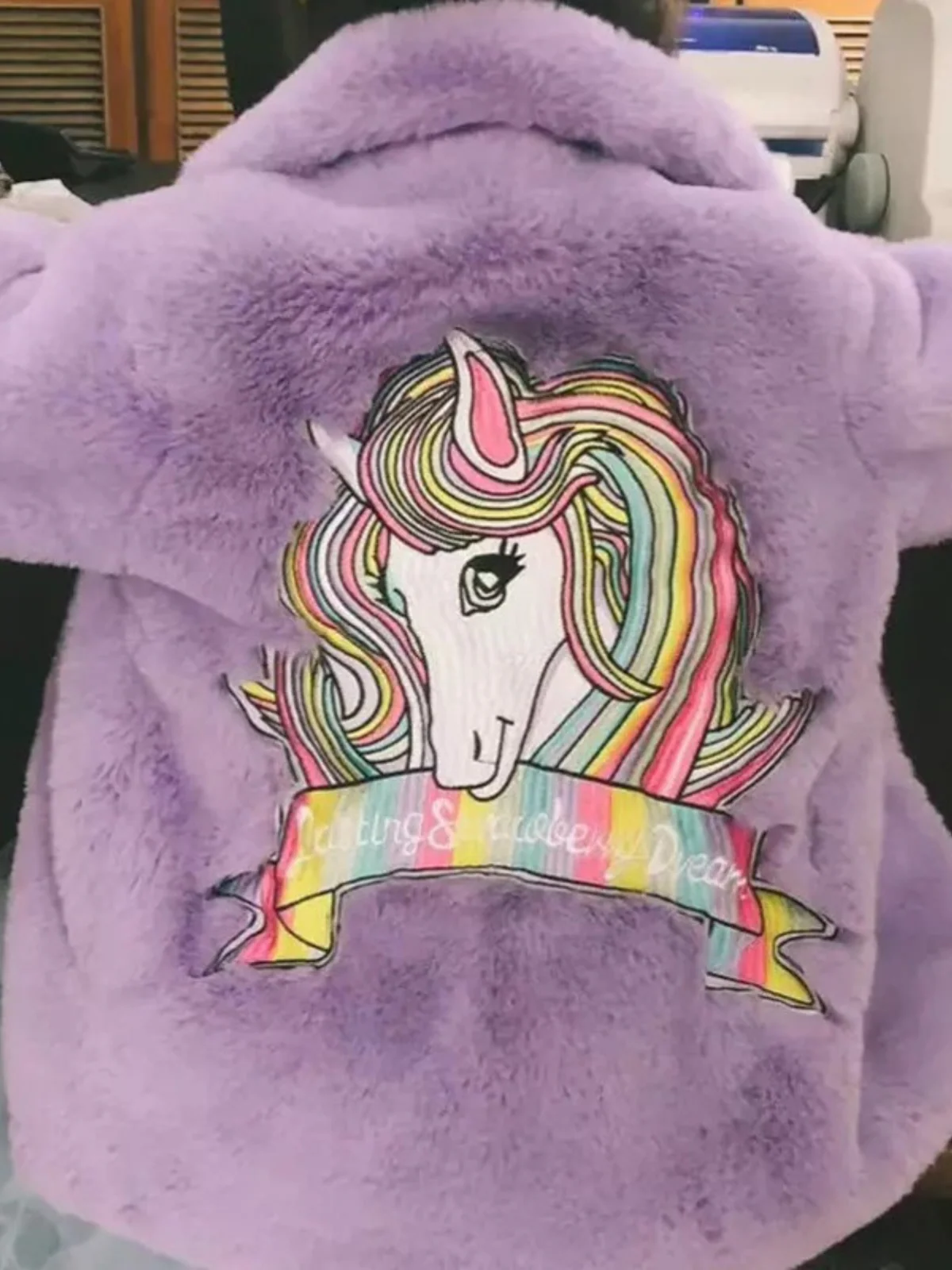 Sprinkle Magic Faux Fur Unicorn Winter Coat - Image 3
