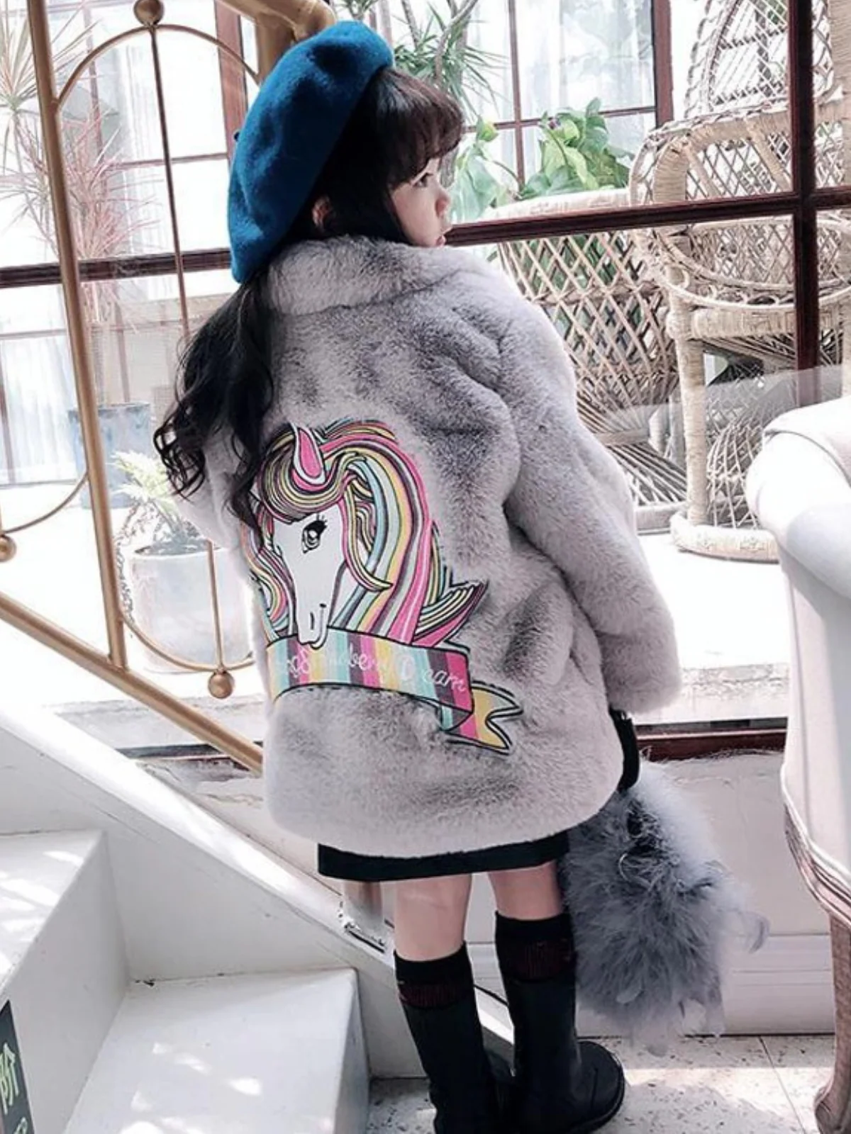 Sprinkle Magic Faux Fur Unicorn Winter Coat - Image 9