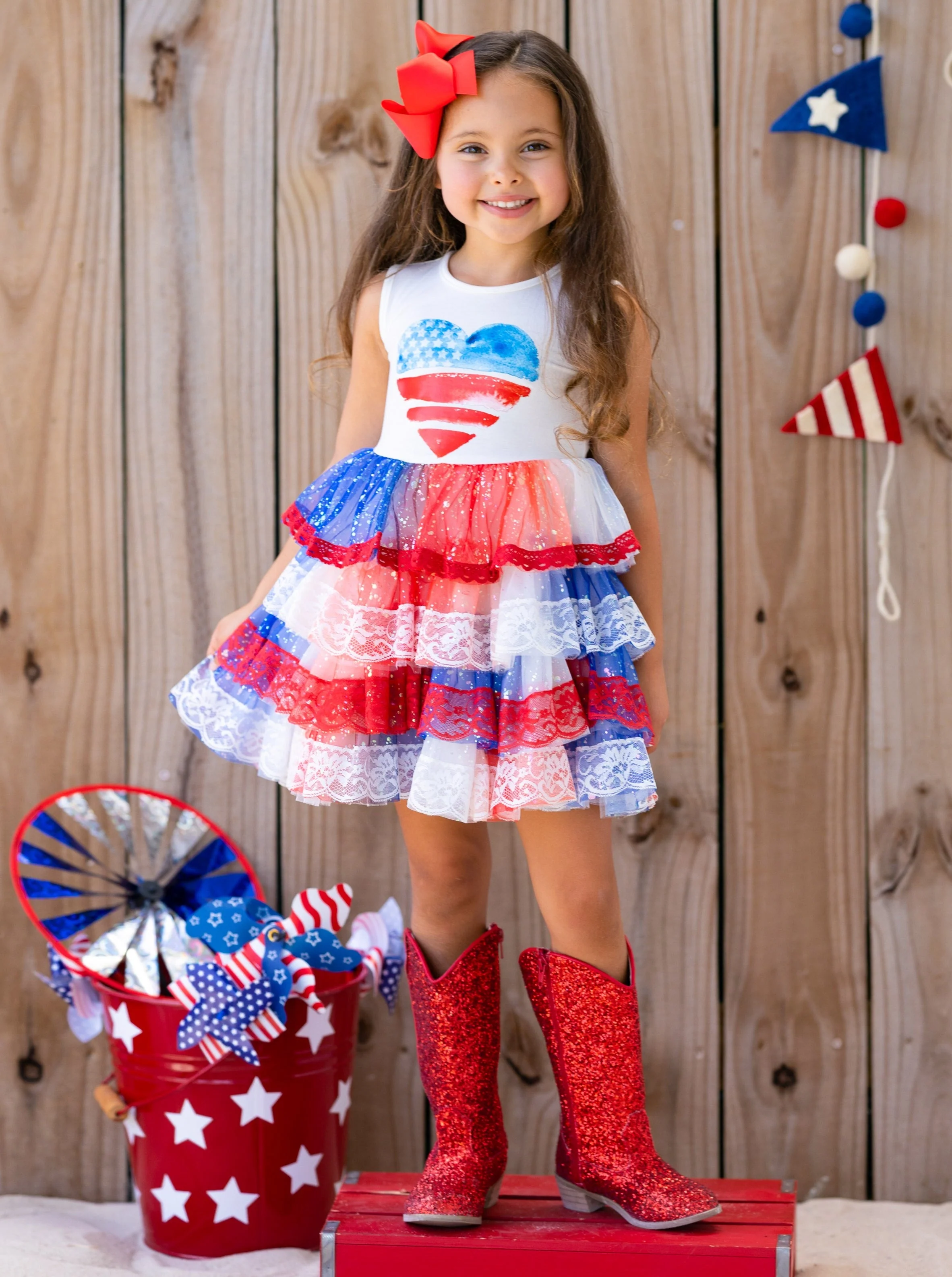 Patriotic Lace-Tiered Tutu Dress - Image 2