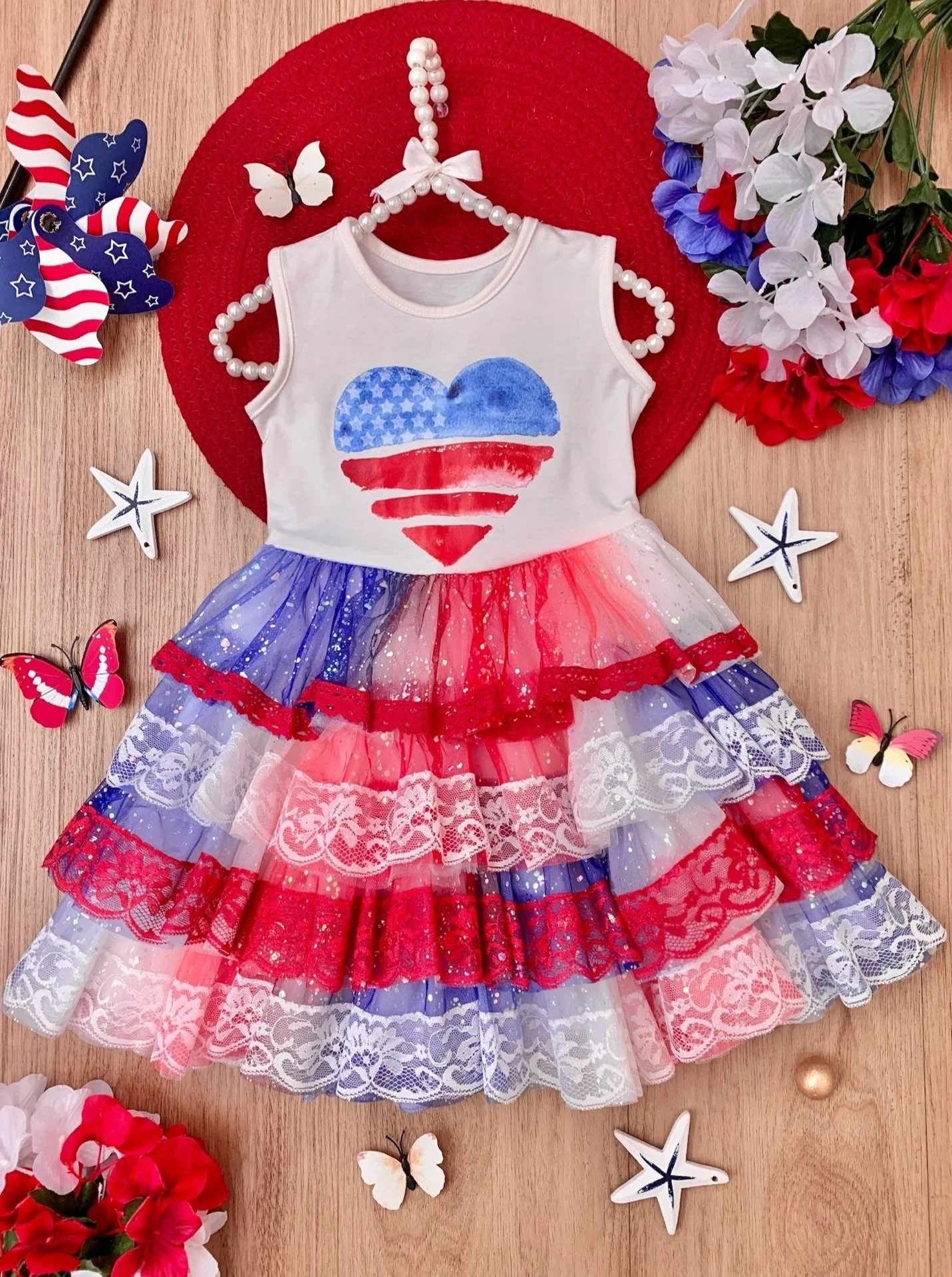 Patriotic Lace-Tiered Tutu Dress - Image 3