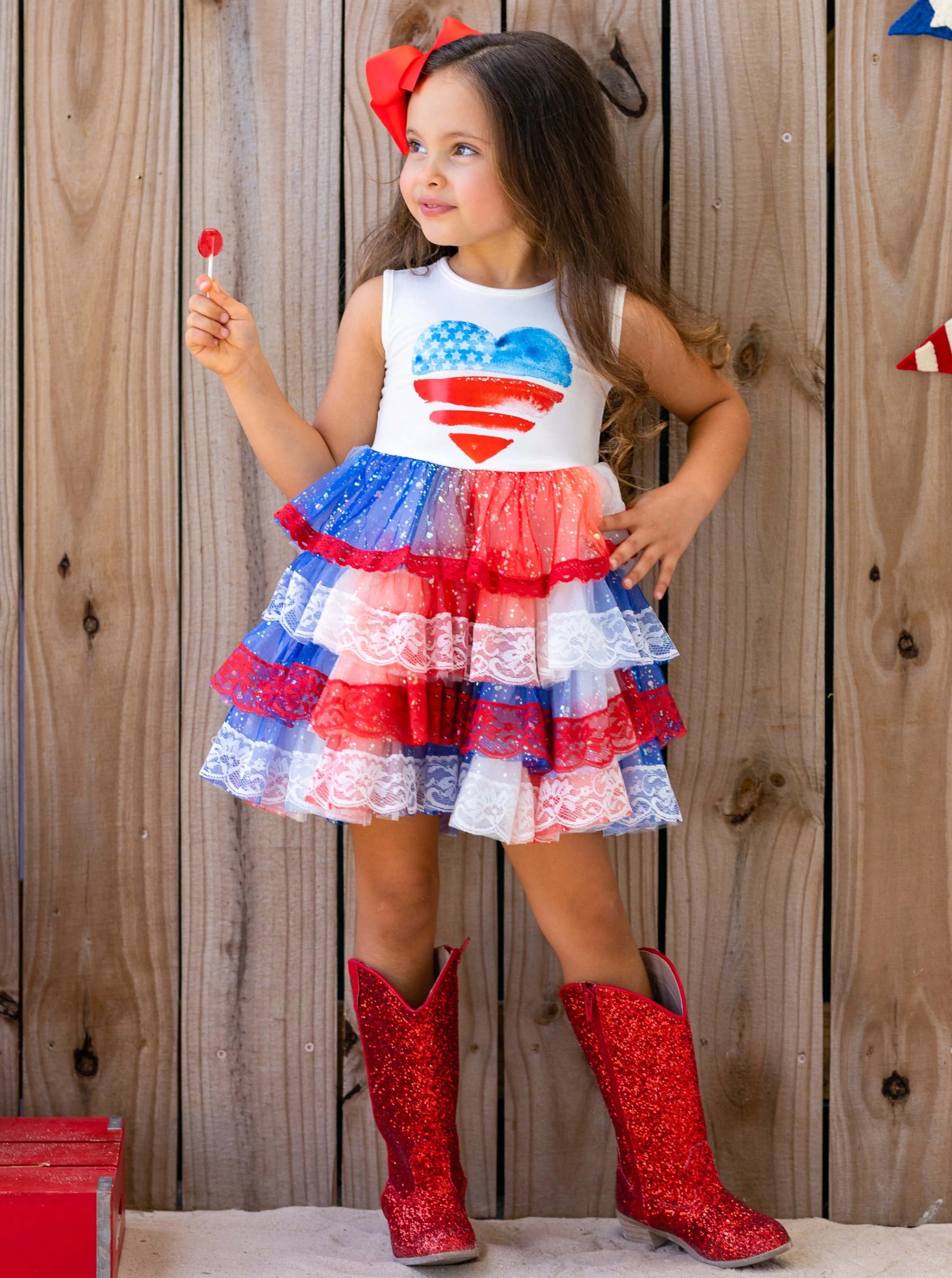 Patriotic Lace-Tiered Tutu Dress - Image 4