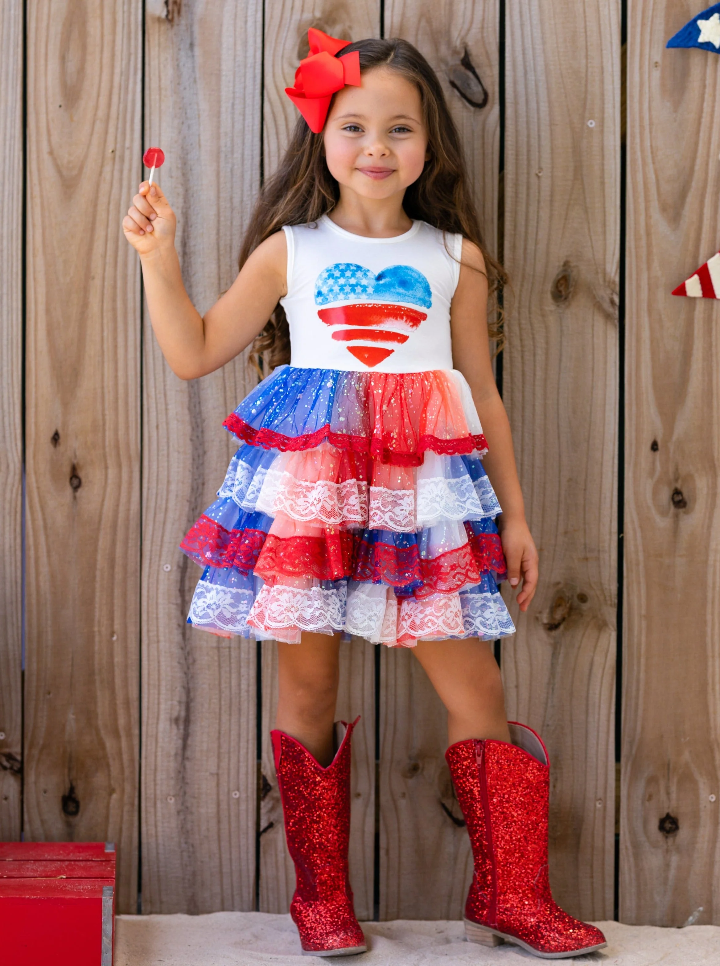 Patriotic Lace-Tiered Tutu Dress - Image 5