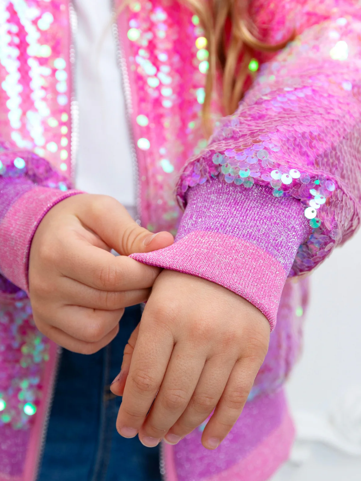 Starlight Sparkle Iridescent Sequin Bomber Jacket - Image 4