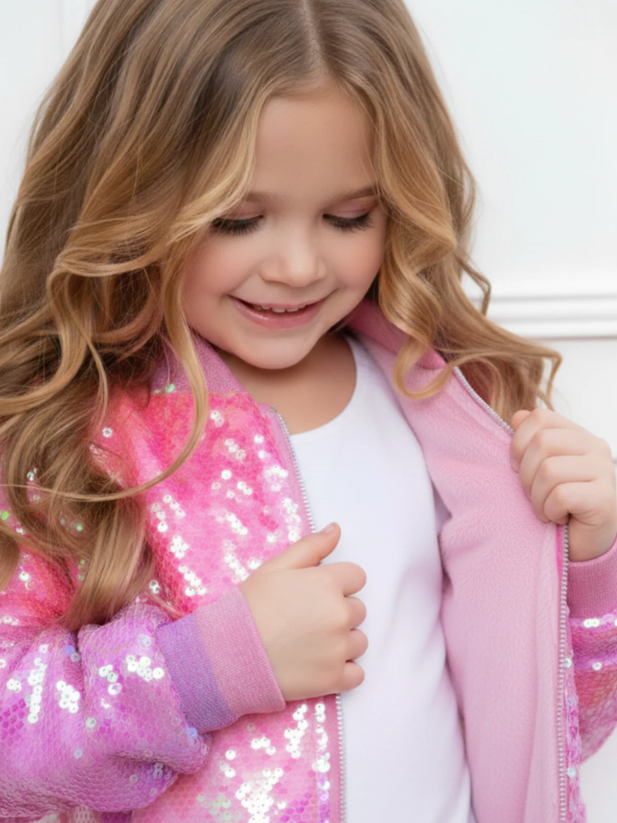 Starlight Sparkle Iridescent Sequin Bomber Jacket - Image 5