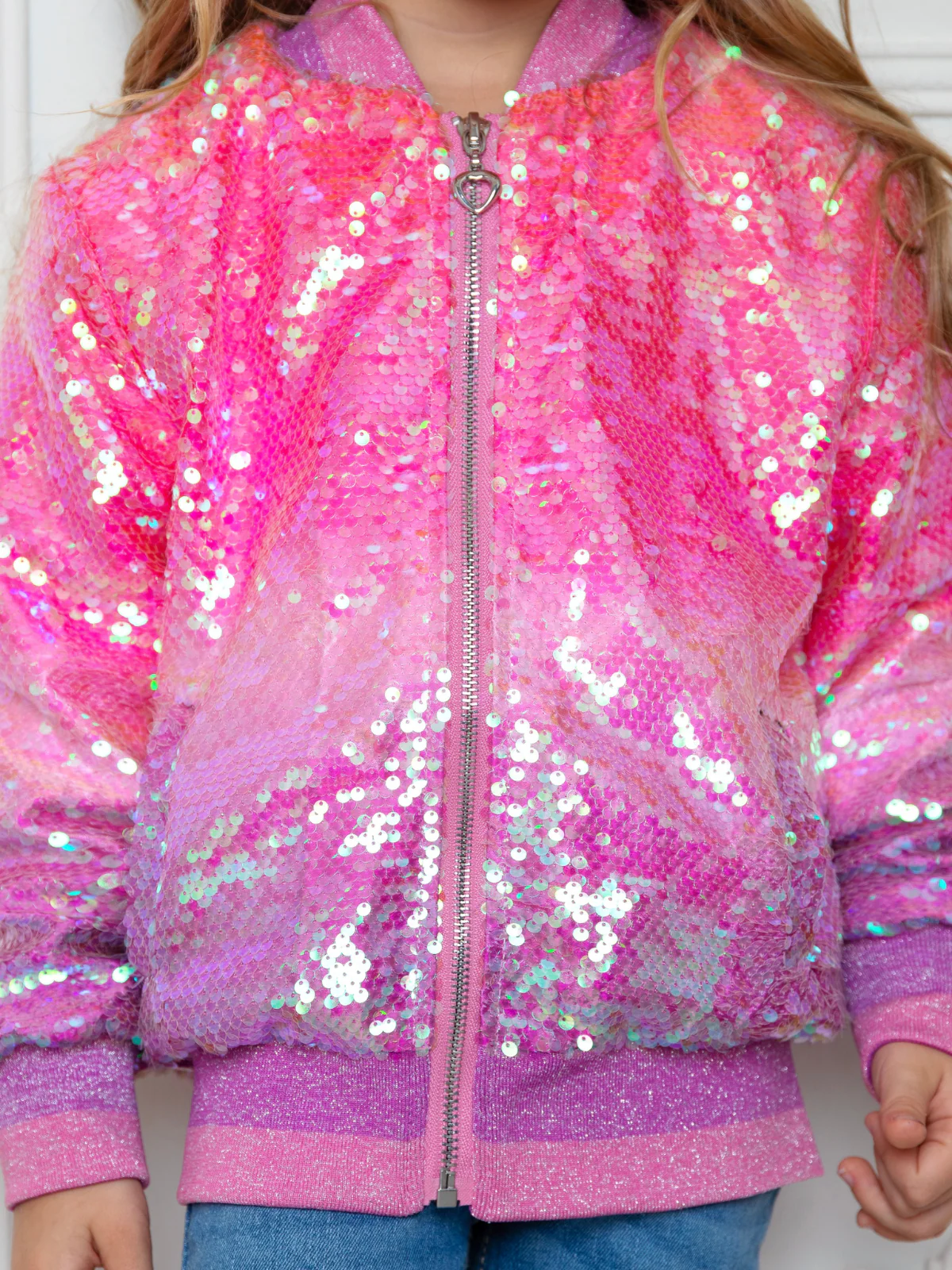 Starlight Sparkle Iridescent Sequin Bomber Jacket - Image 6