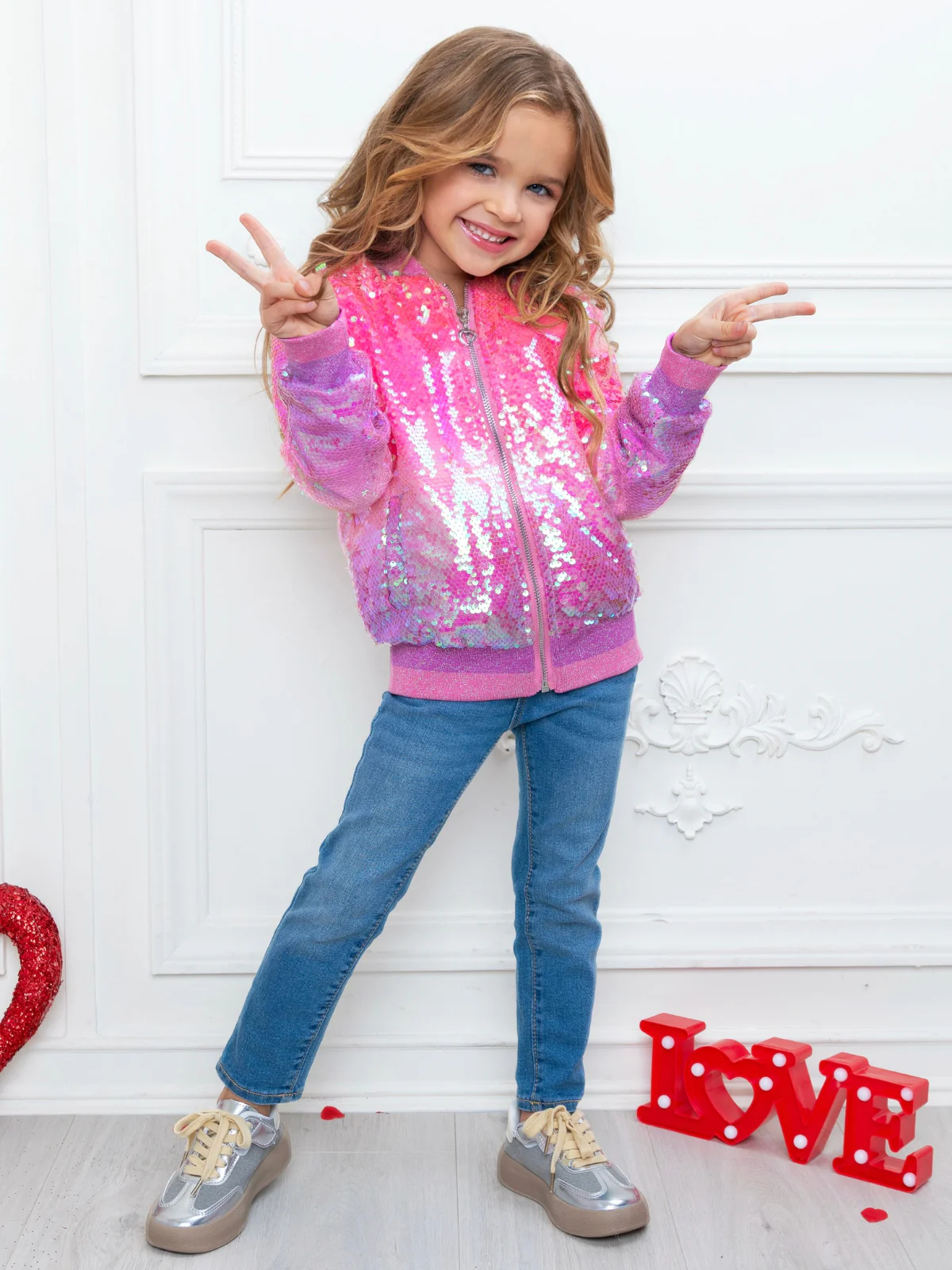 Starlight Sparkle Iridescent Sequin Bomber Jacket - Image 9