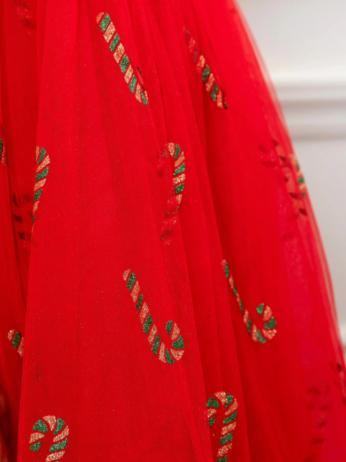 Candy Cane Sparkle Red Tulle Christmas Dress - Image 2