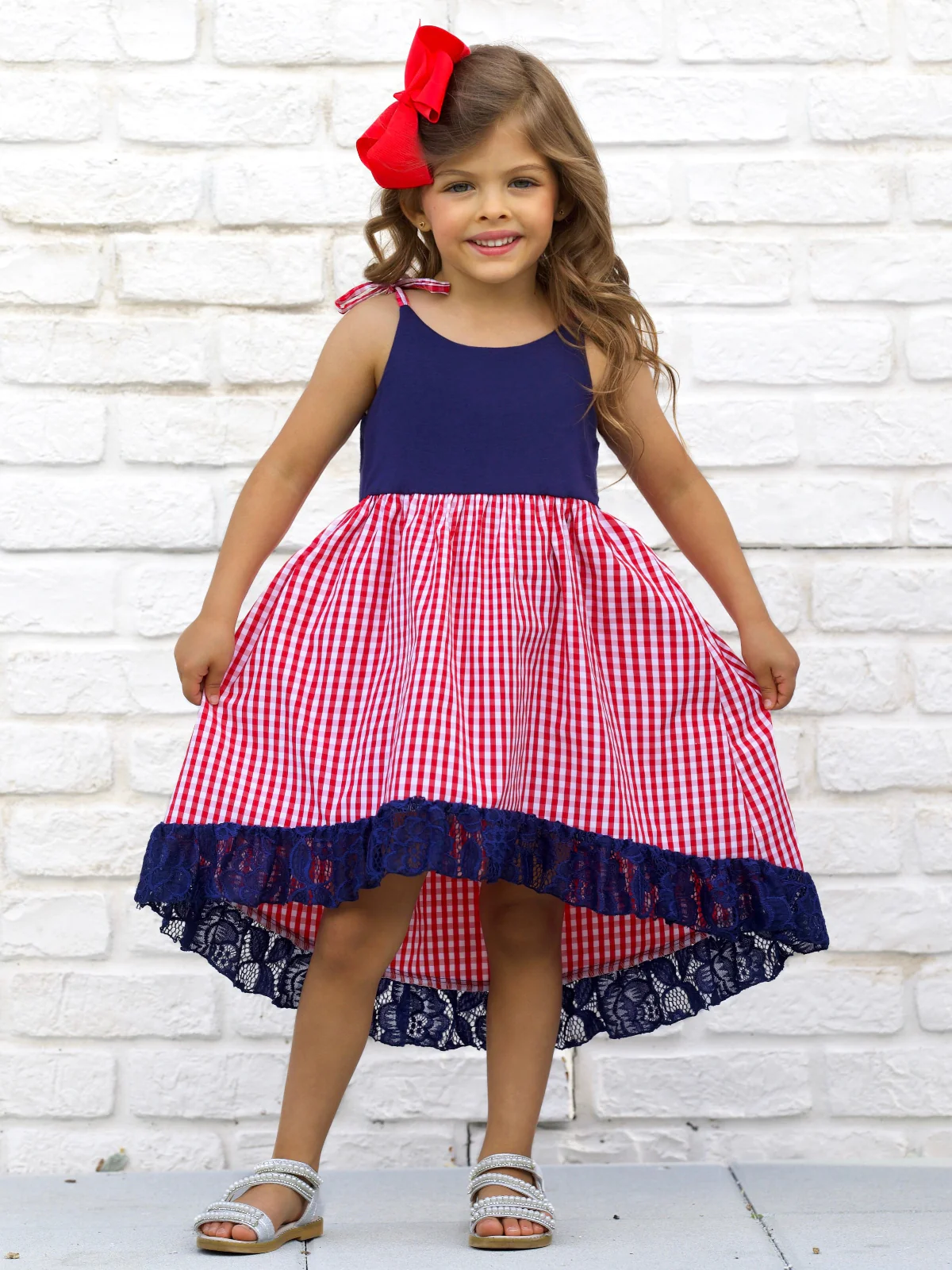 Mommy and Me Summer Plaid Ruffle Tie Dress - Image 3