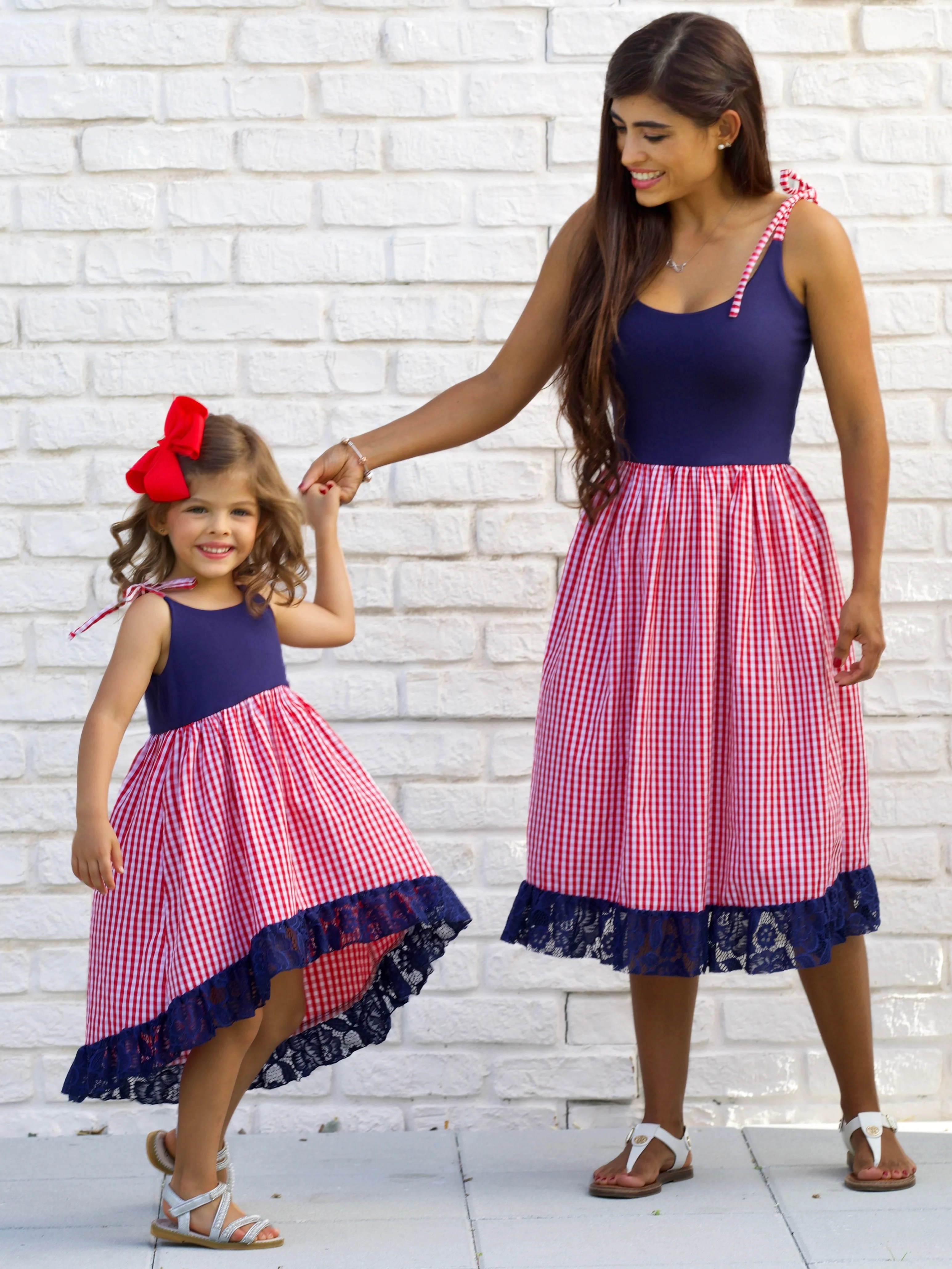 Mommy and Me Summer Plaid Ruffle Tie Dress - Image 4
