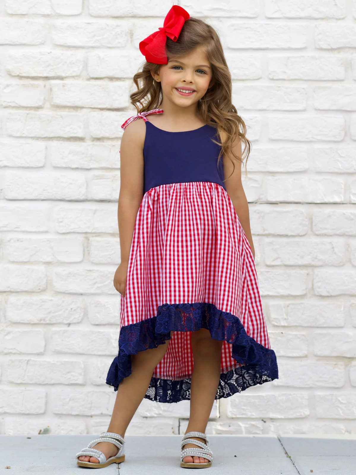 Mommy and Me Summer Plaid Ruffle Tie Dress - Image 5