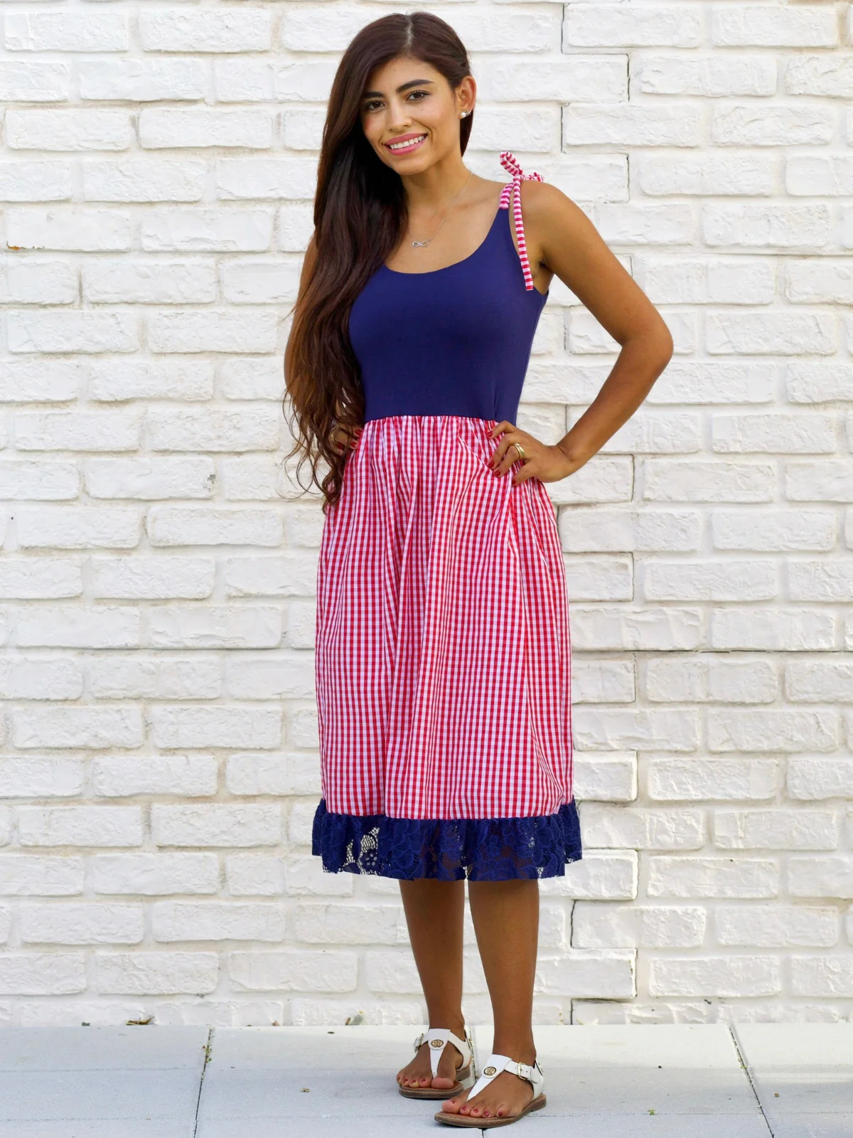 Mommy and Me Summer Plaid Ruffle Tie Dress - Image 6