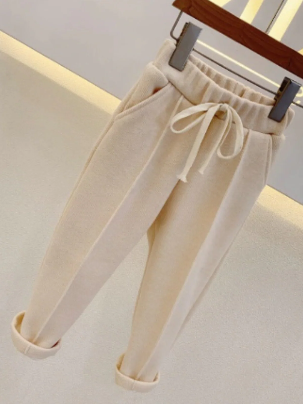 Staying In Today Beige Drawstring Sweatpants - Image 3
