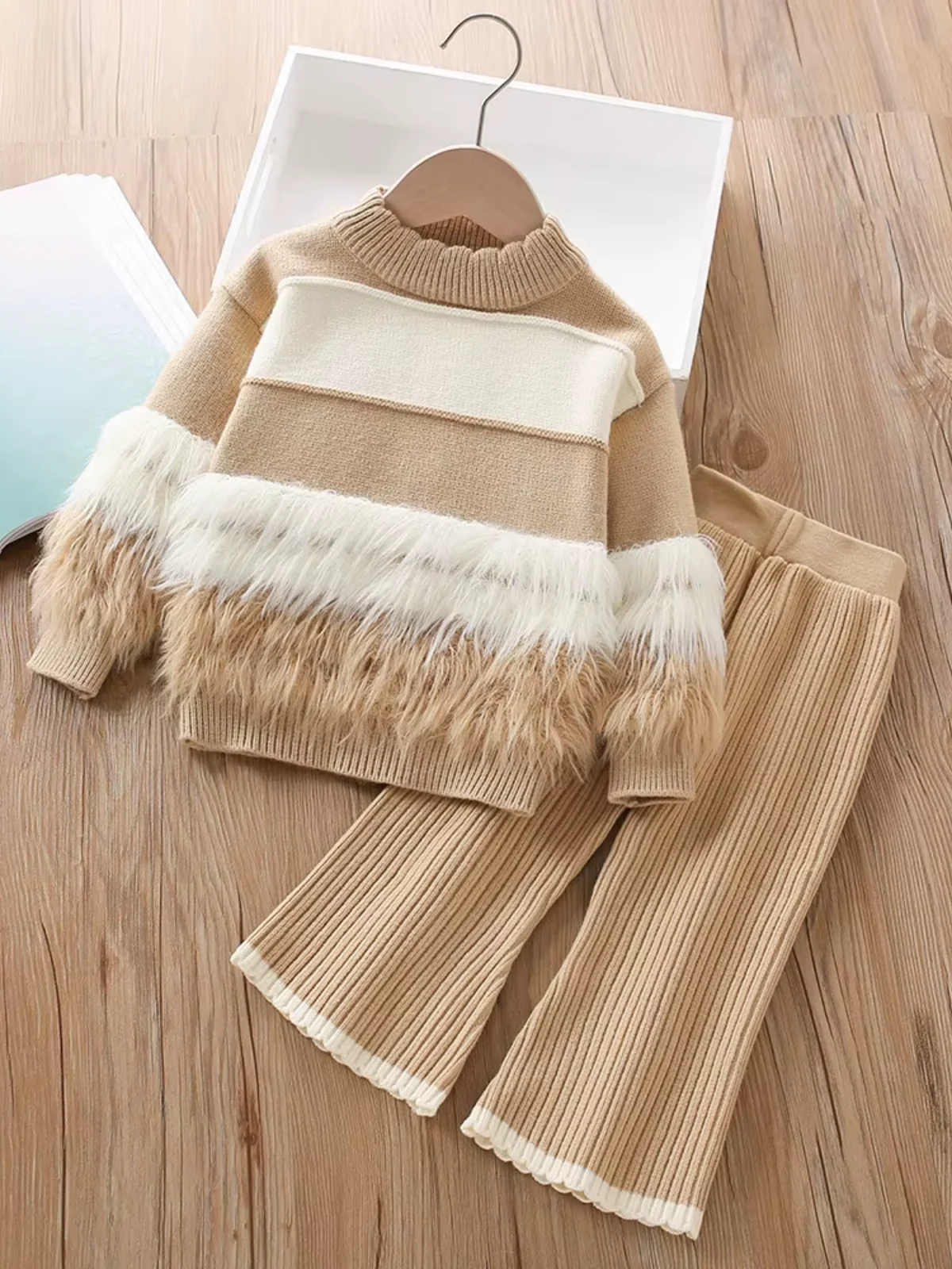Striped Cozy Knit Sweater and Flare Pant Set - Image 2