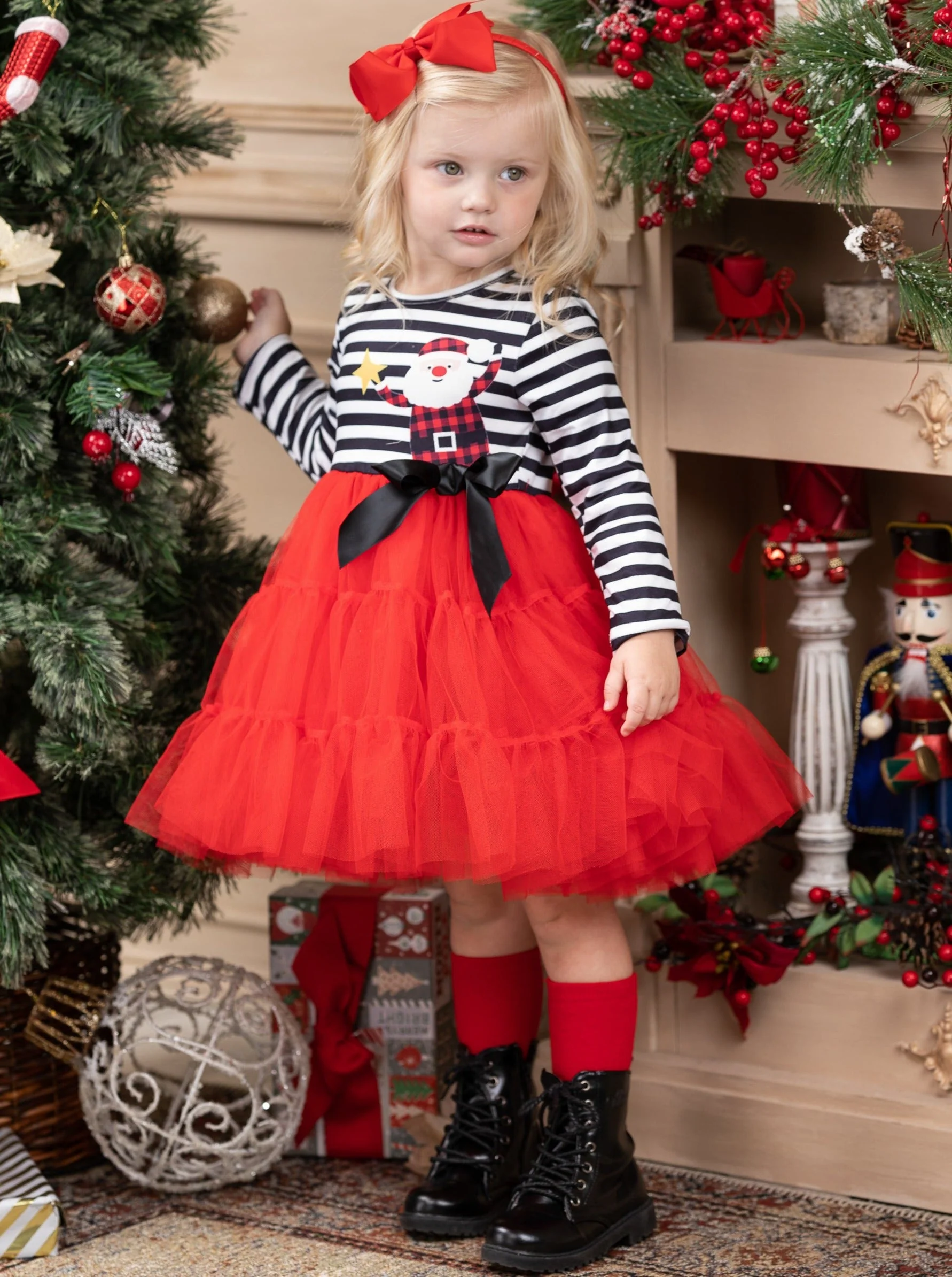 Santa and Stripes Tutu Dress - Image 2